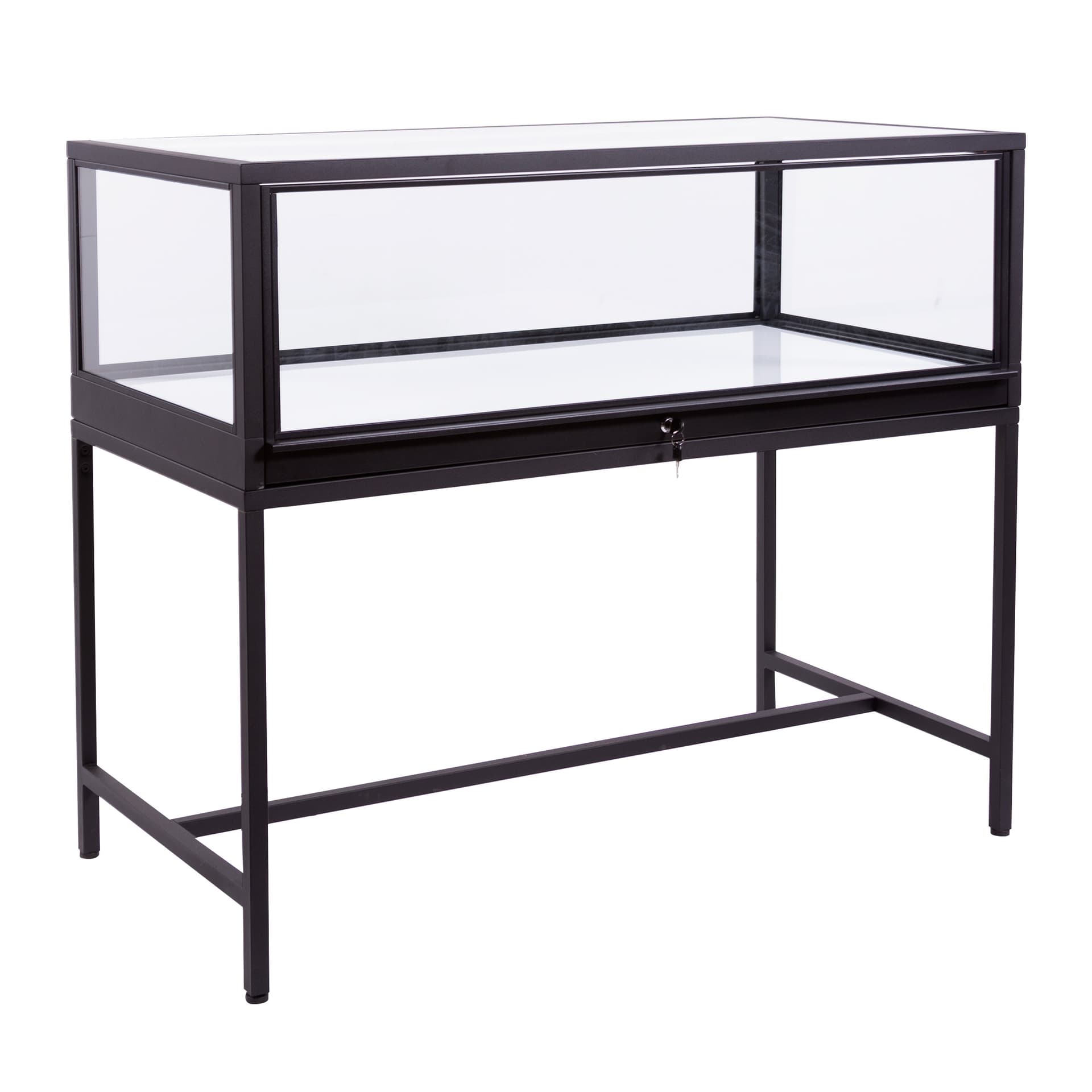 Full vision display case with steel frame