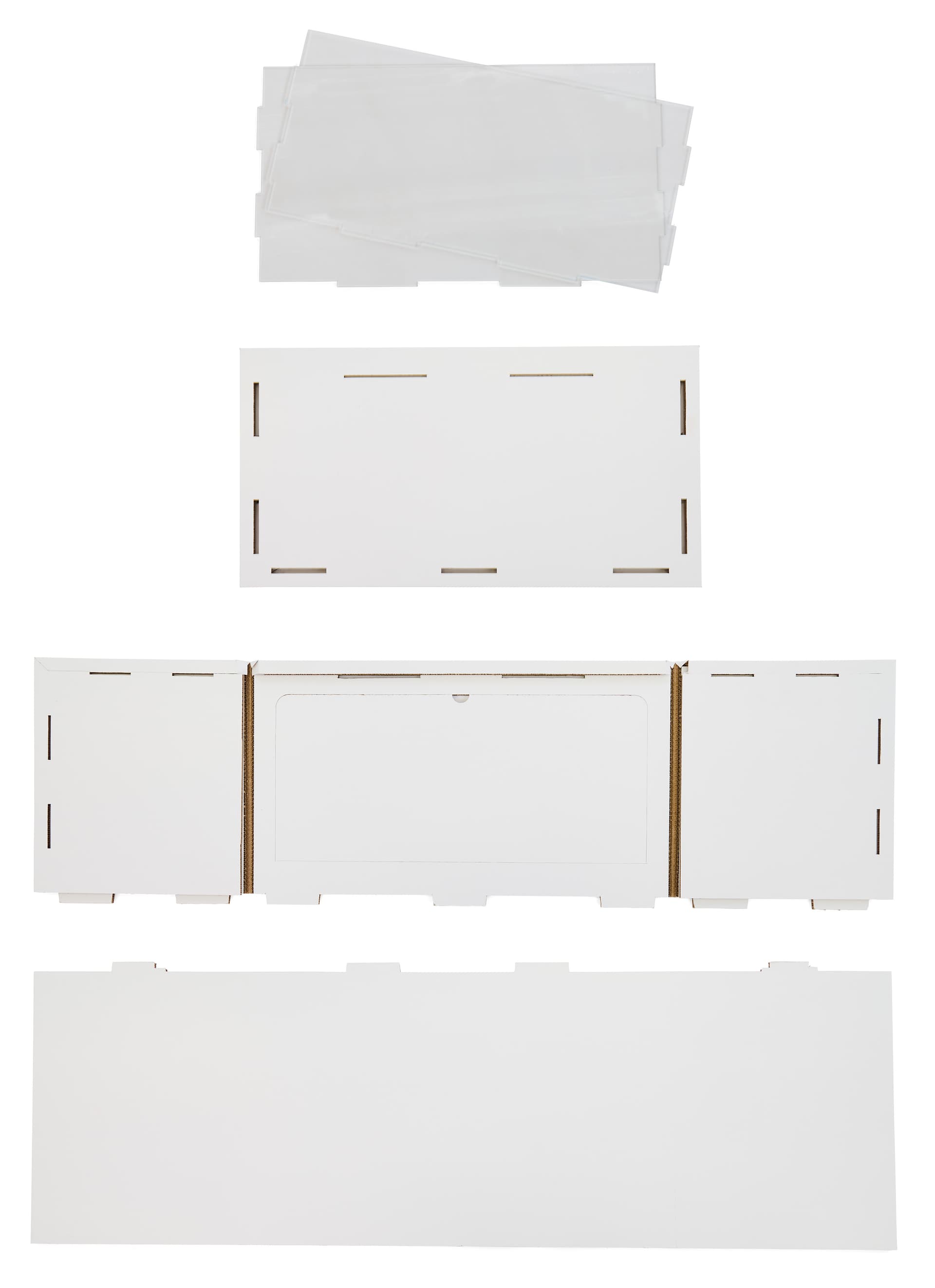 Portable acrylic display counter with flat pack design