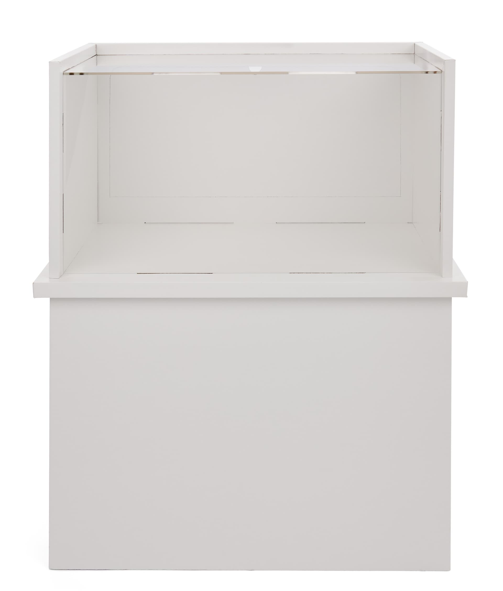 Portable acrylic display counter made of recycled acrylic and fiberboard 