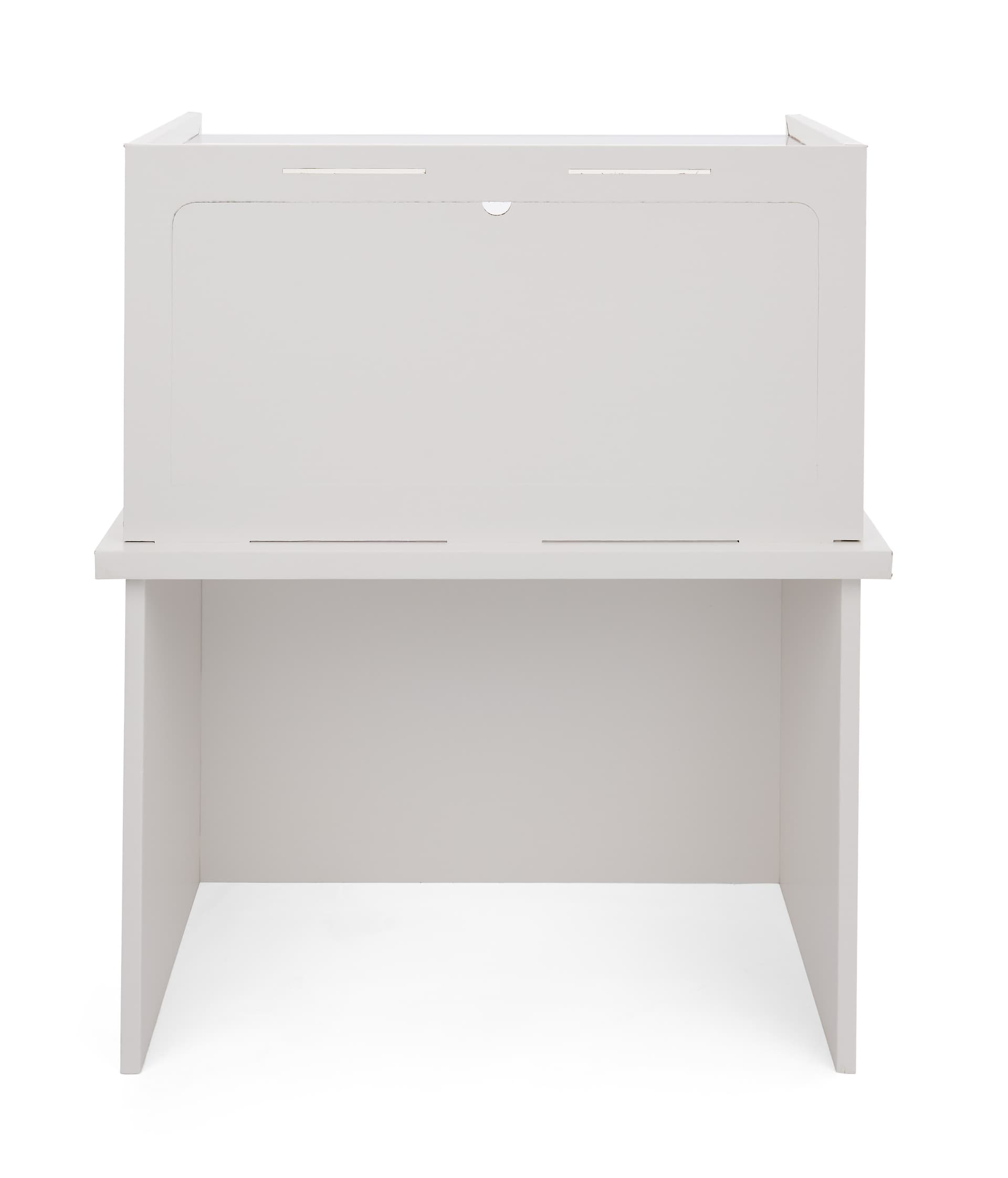 Portable acrylic display counter with sleek satin white finish