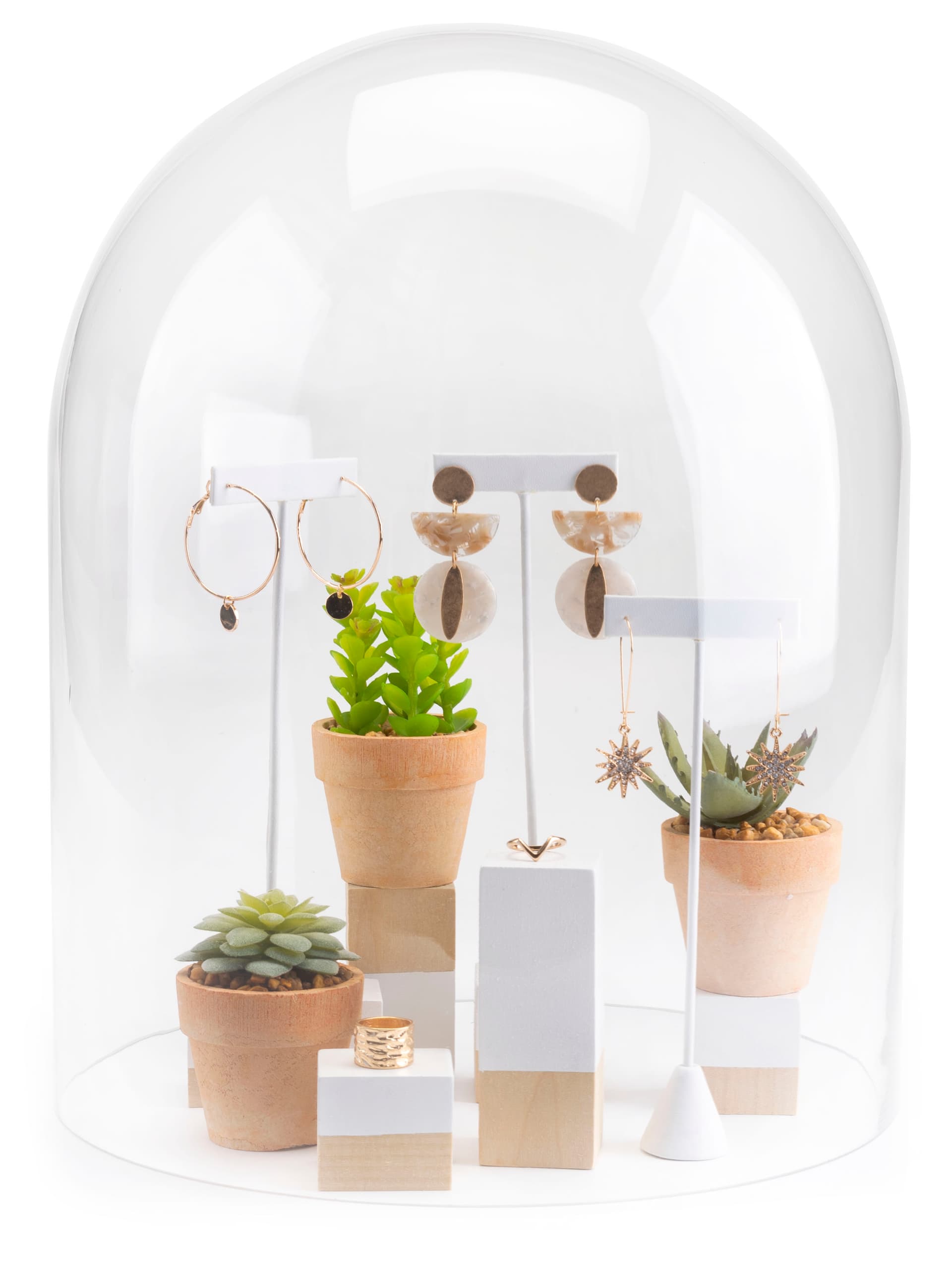 Glass display cloche with lift-off top