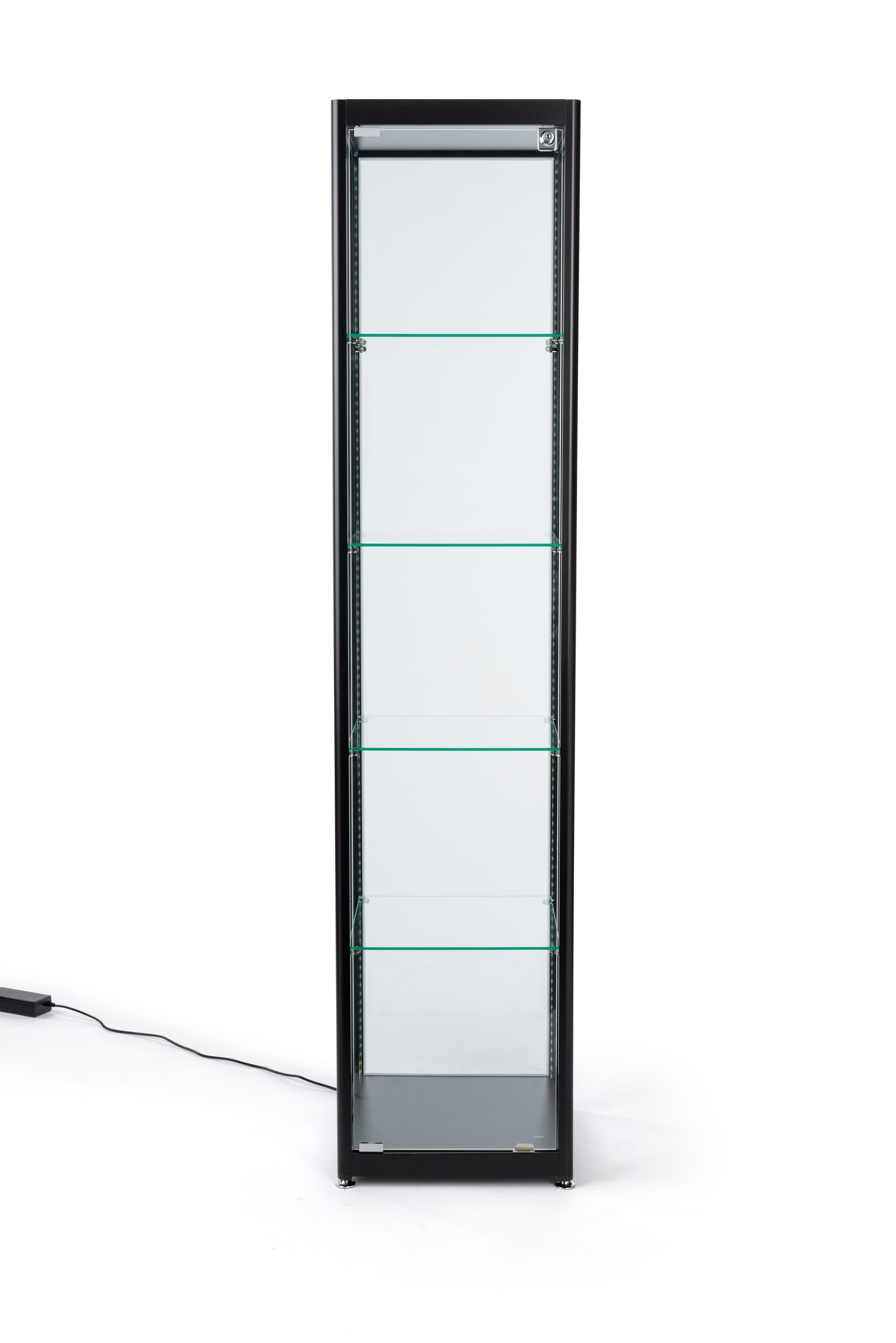 glass curio cabinet display tower with four tiers