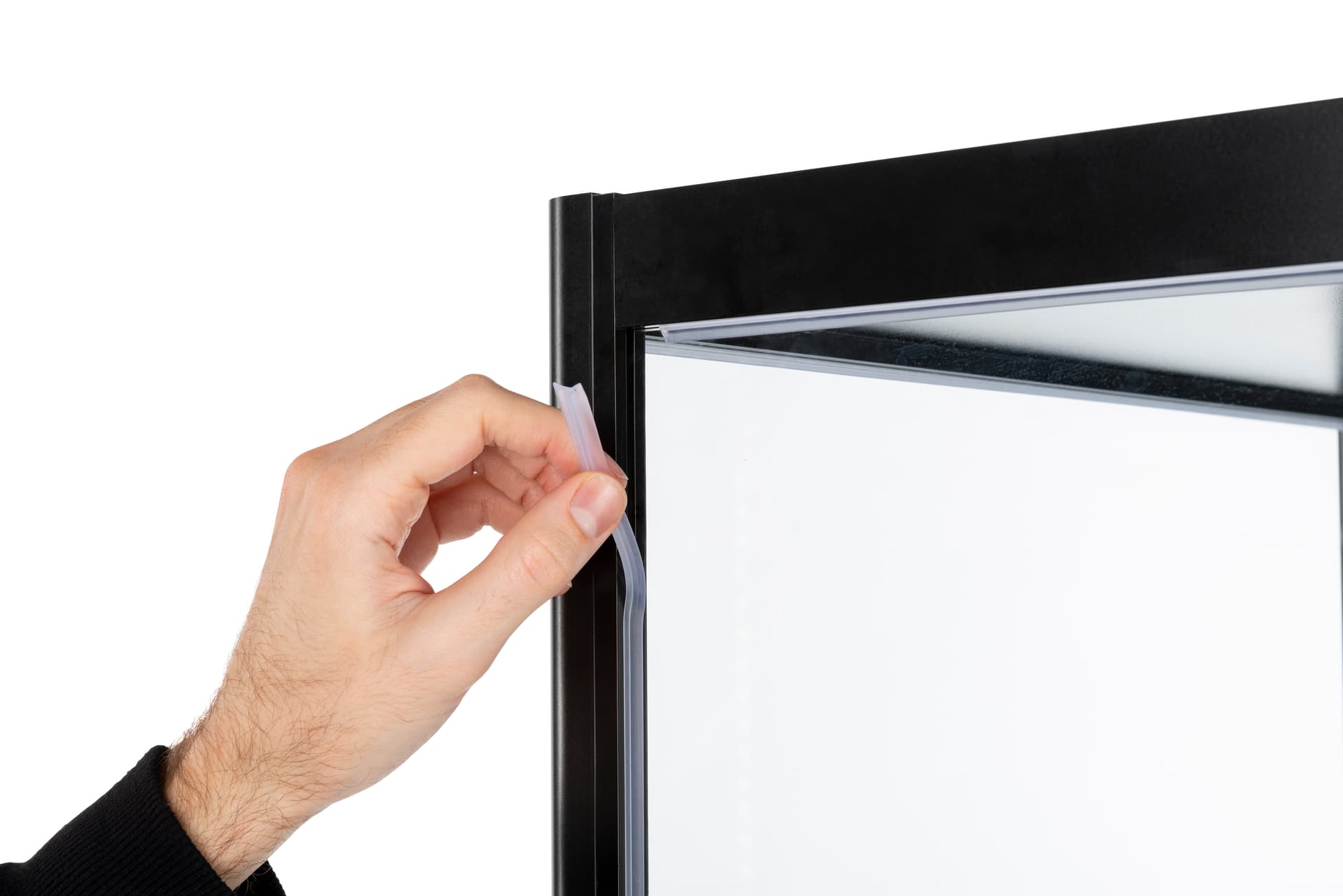glass curio cabinet display tower with rattle-resisting silicone