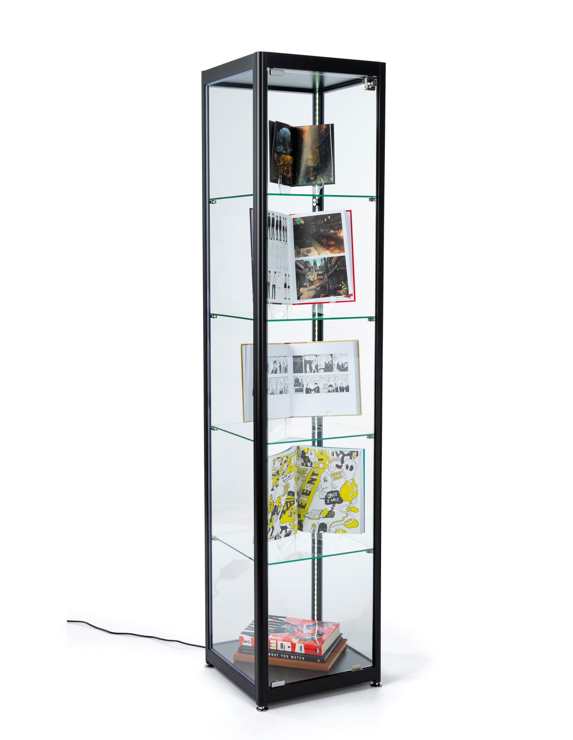 contemporary styled glass curio cabinet display tower