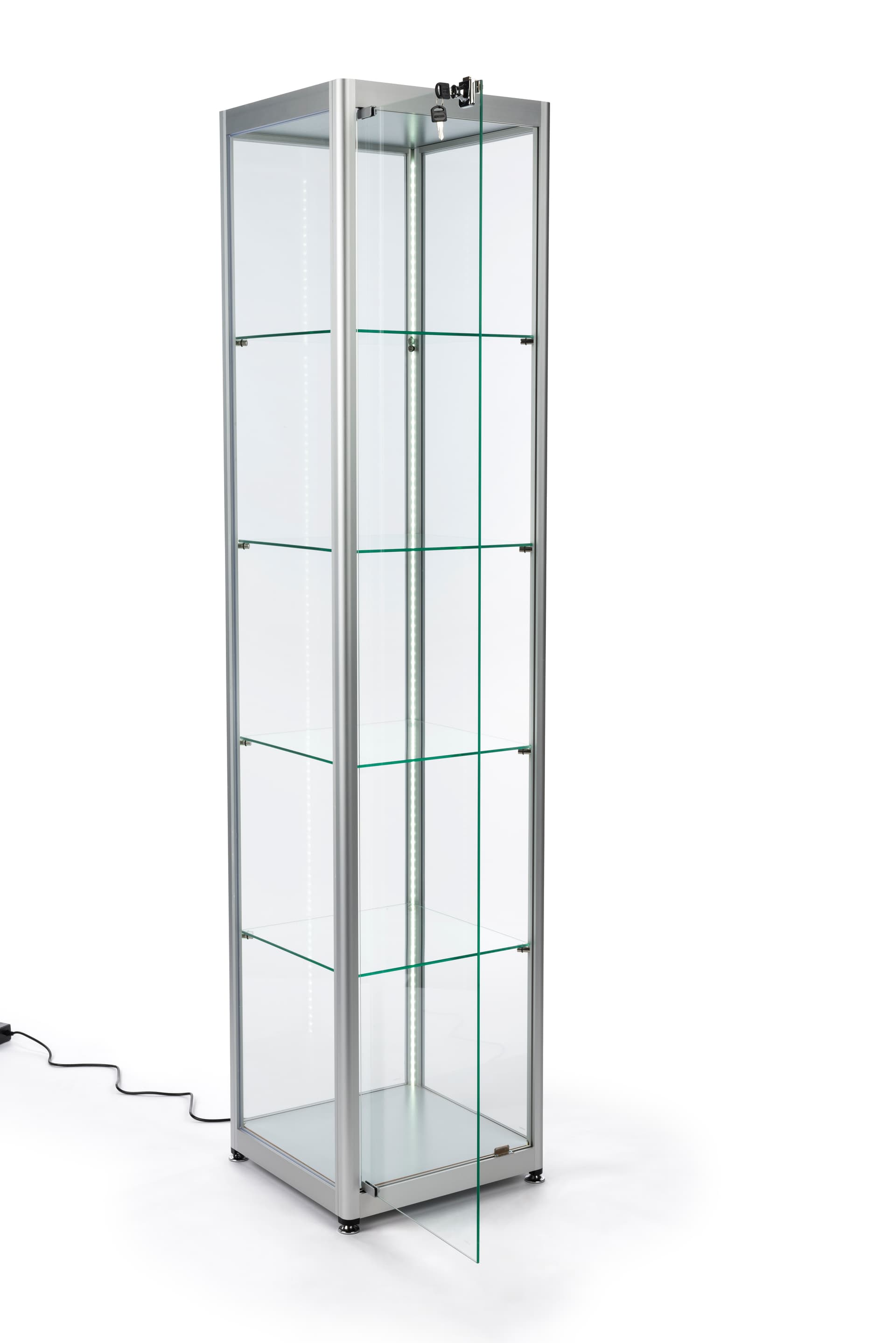 four-tier glass display tower