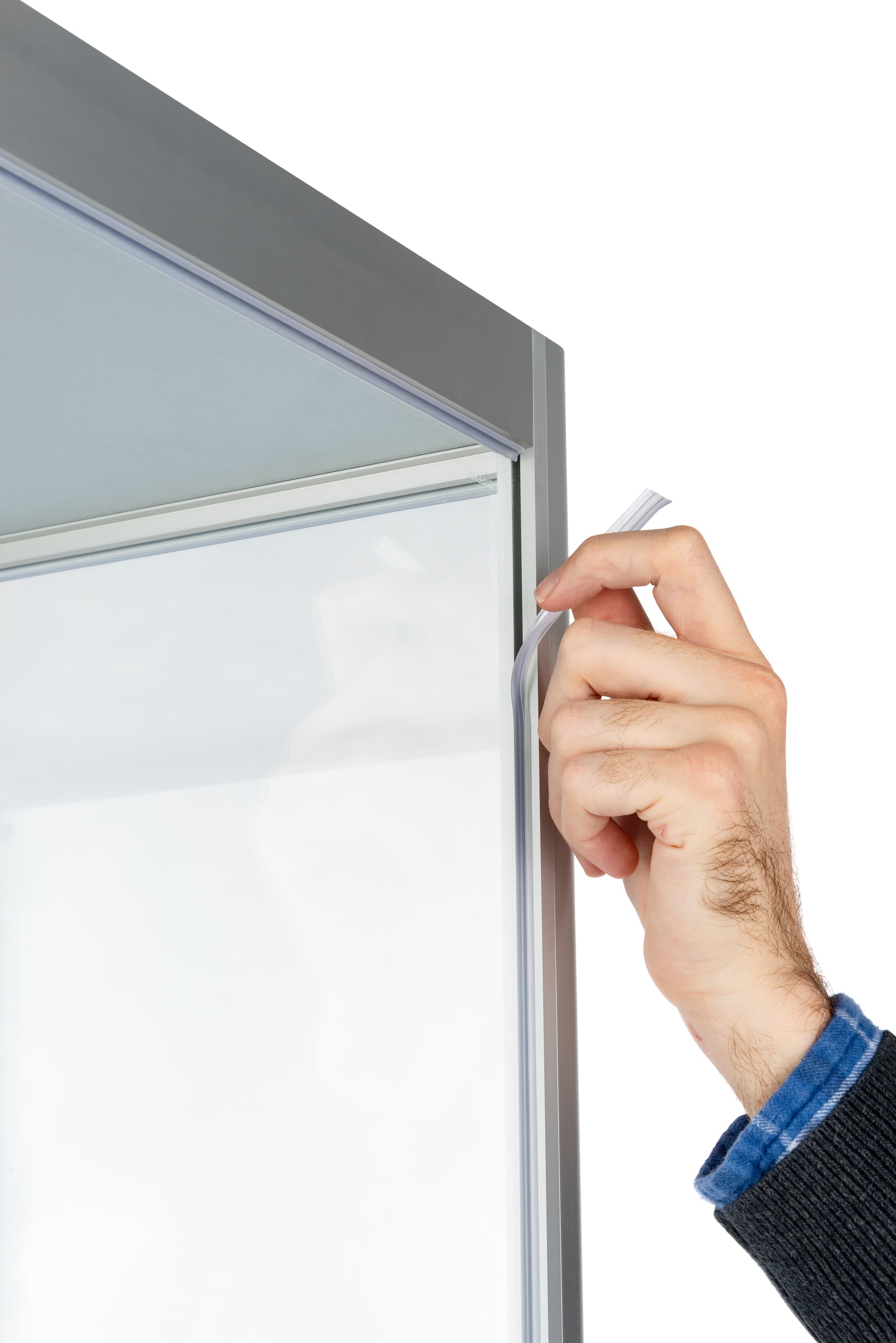 glass display tower with cut-to-size silicone