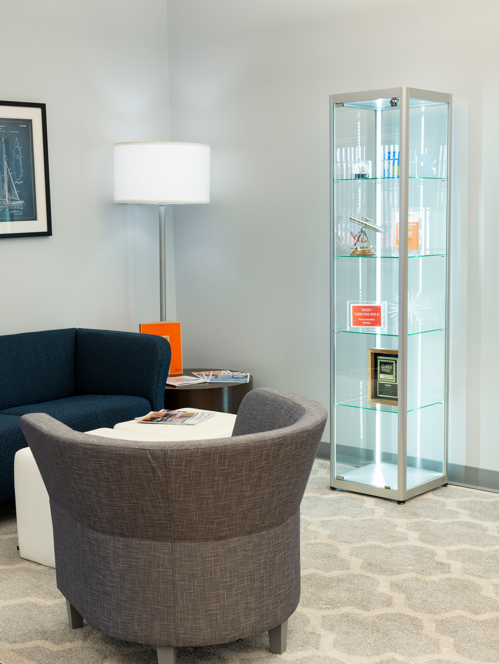 glass display tower for corporate or home placement