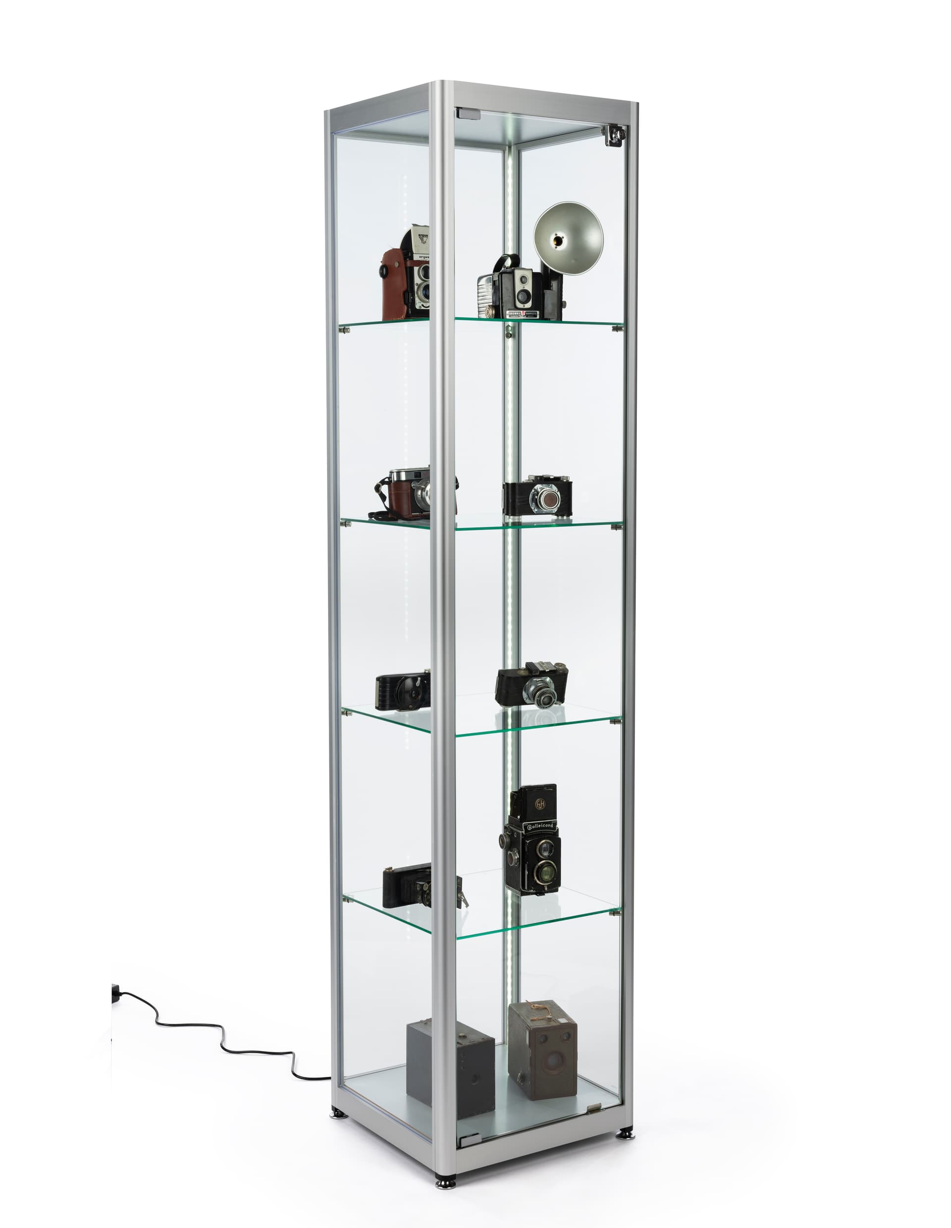 modern styled glass display tower