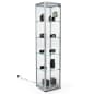 15.5" Glass Display Case, Adjustable Shelves, Locking, Ships Unassembled - Silver