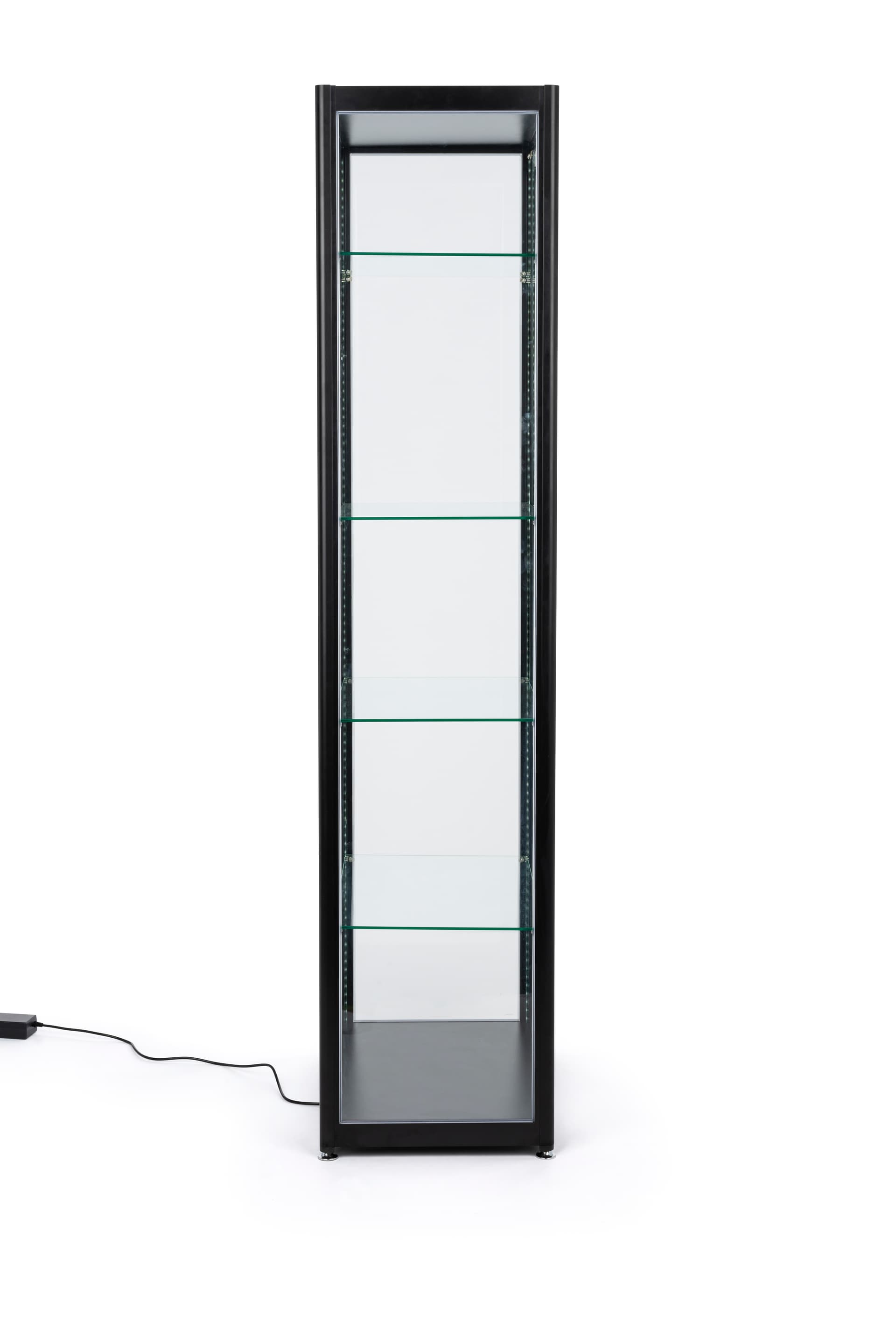 wide black glass curio display cabinet