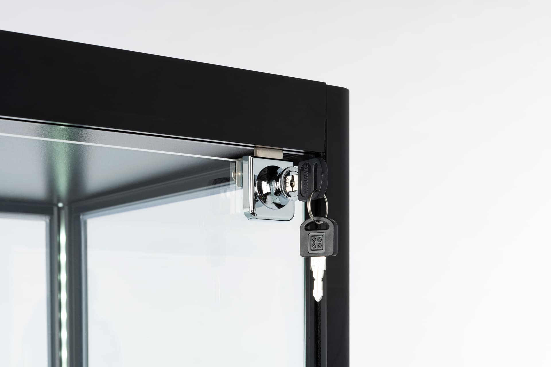 locked black glass curio display cabinet