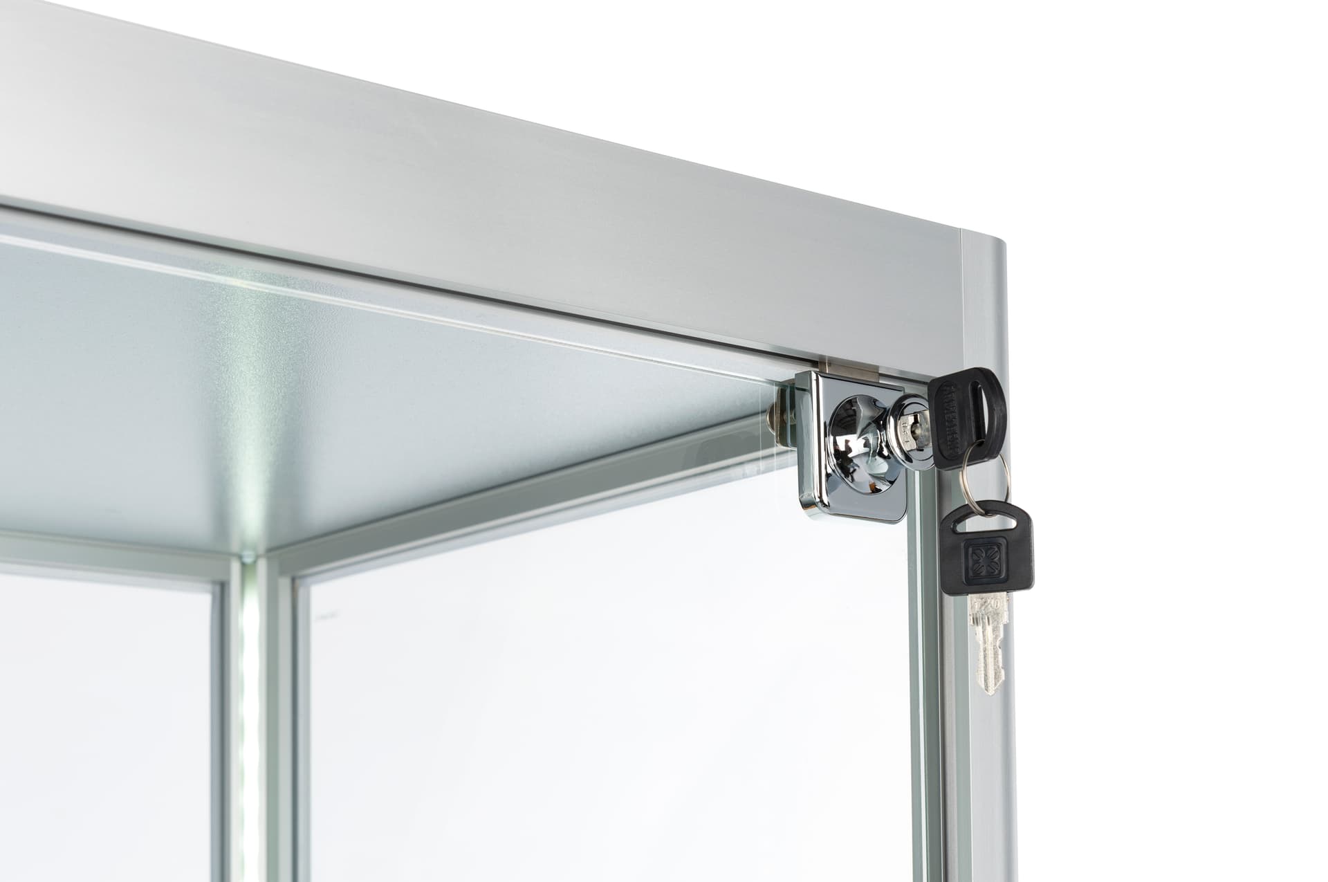 secure full glass narrow display showcase