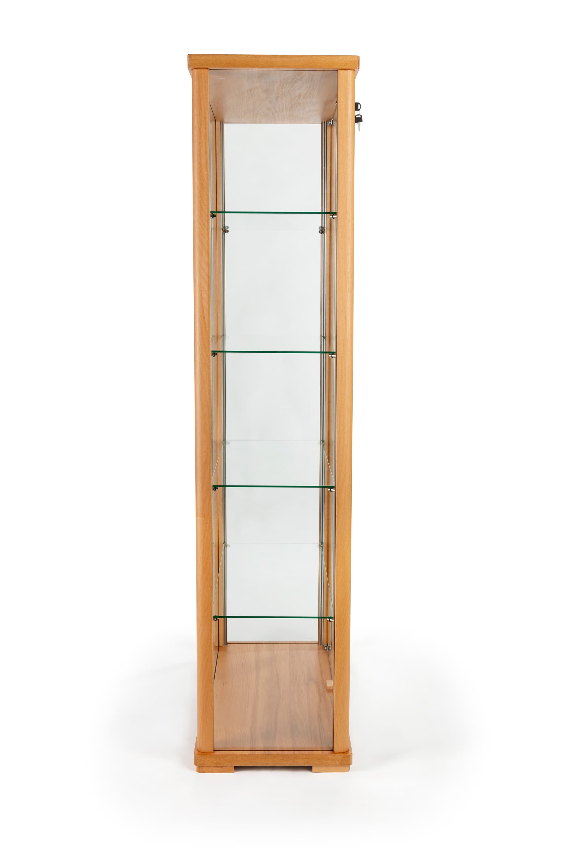tall glass display cabinet with slim footprint