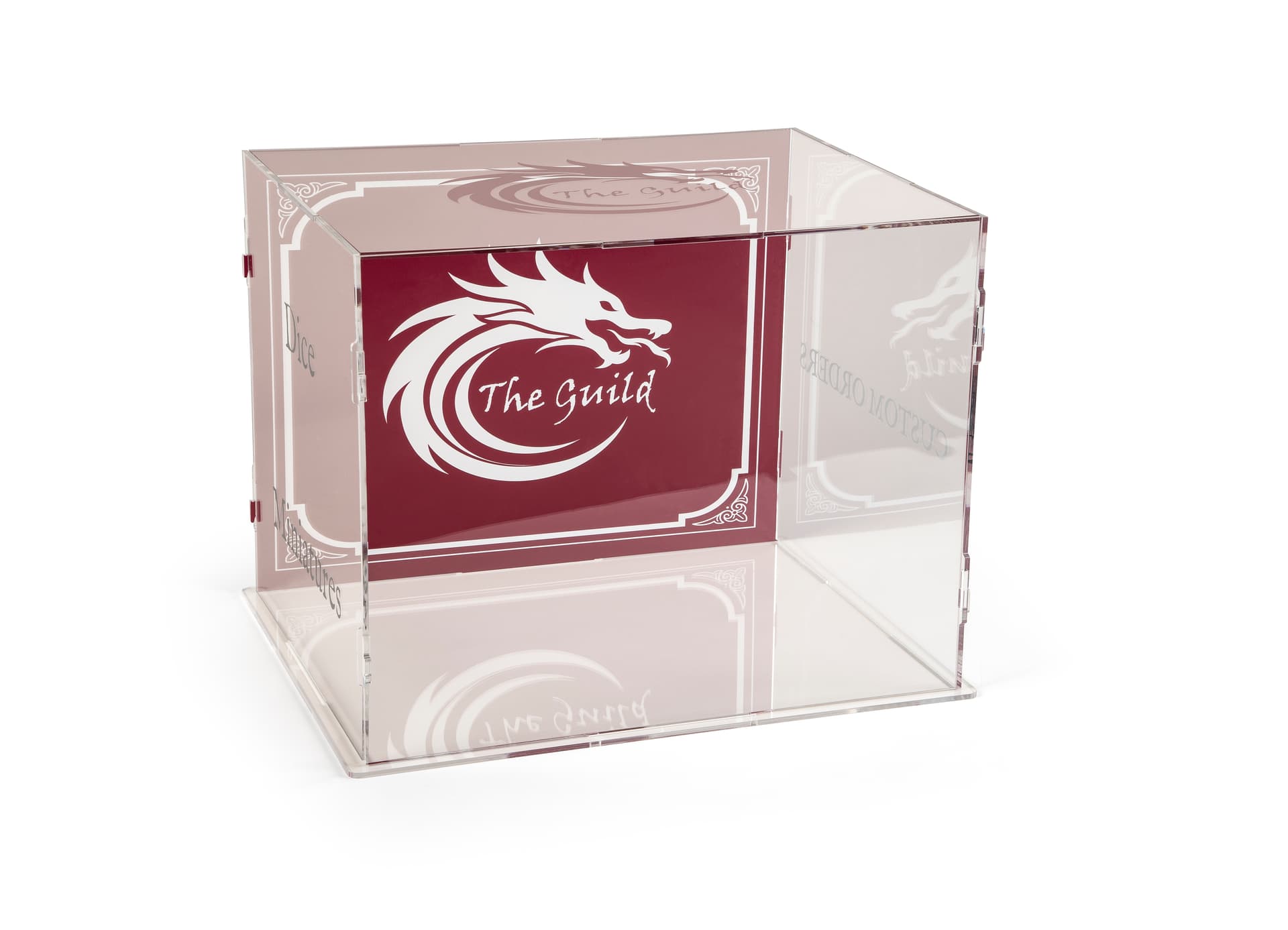 See-through 6-sided printed display riser case