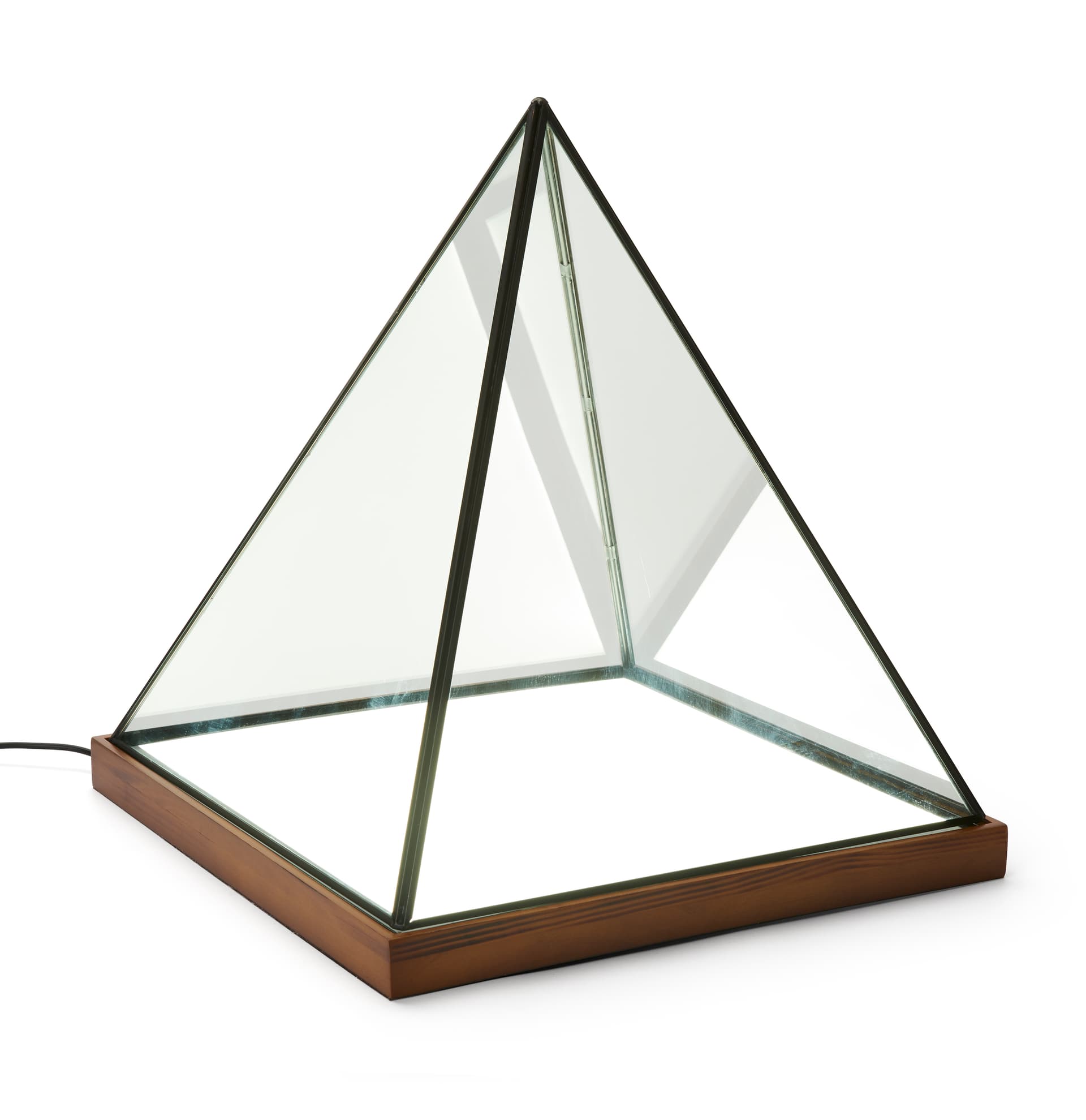 Lighted pyramid glass box with LED illuminated panel