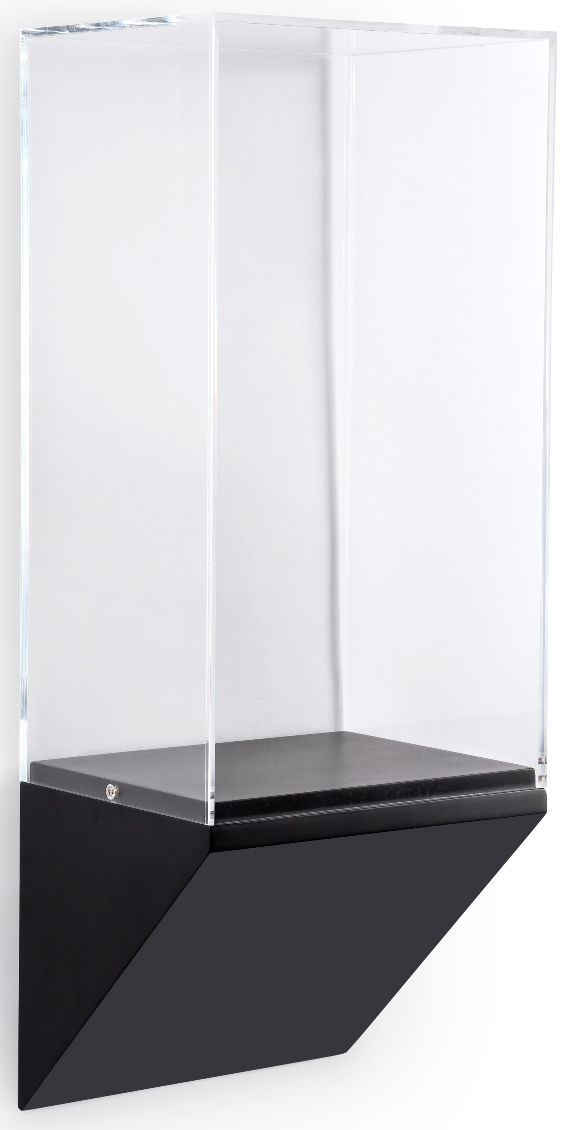 Museum pedestal wedge wall case with acrylic vitrine