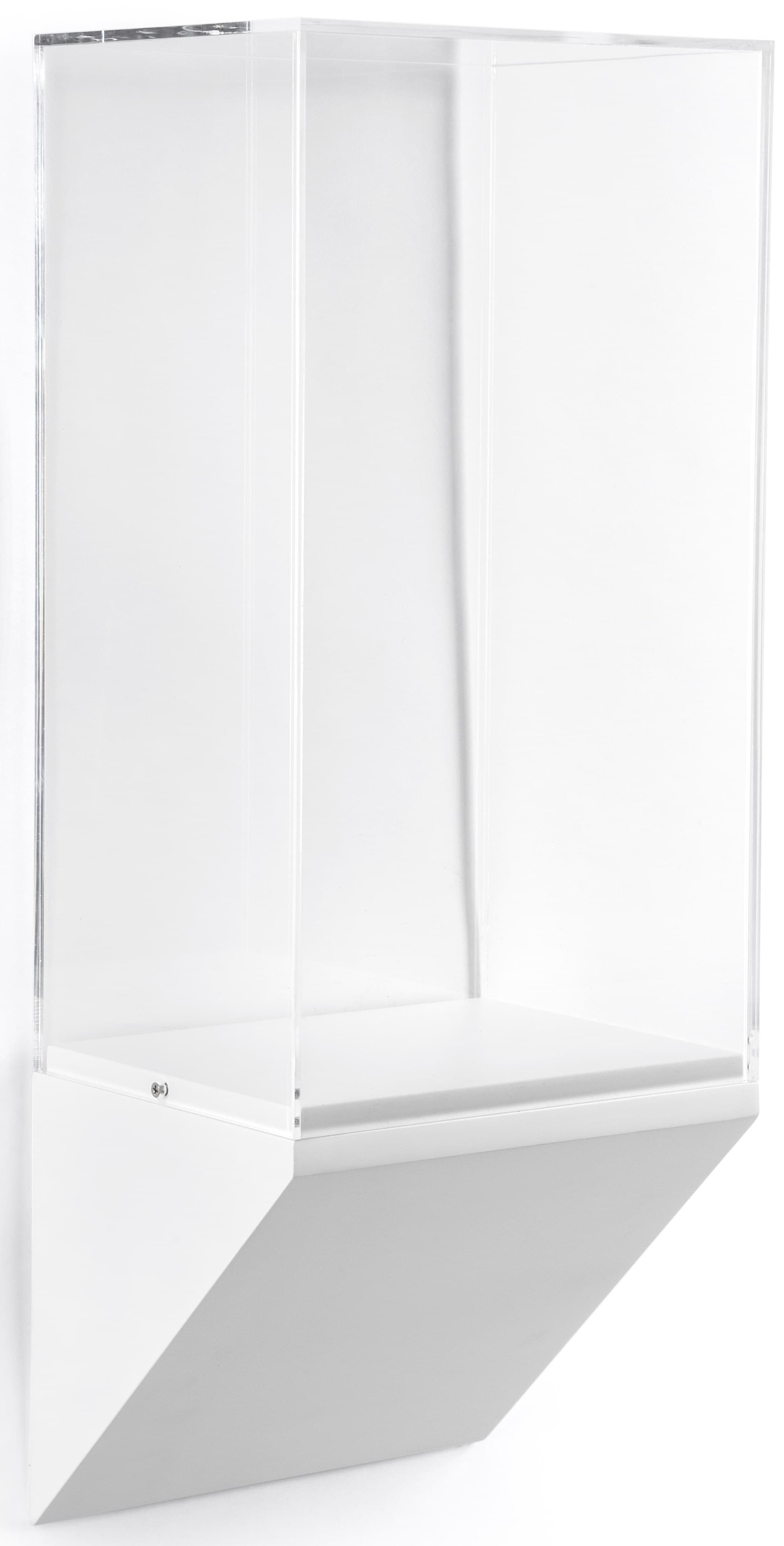 Wedge pedestal museum wall display with 10" x 18" enclosure