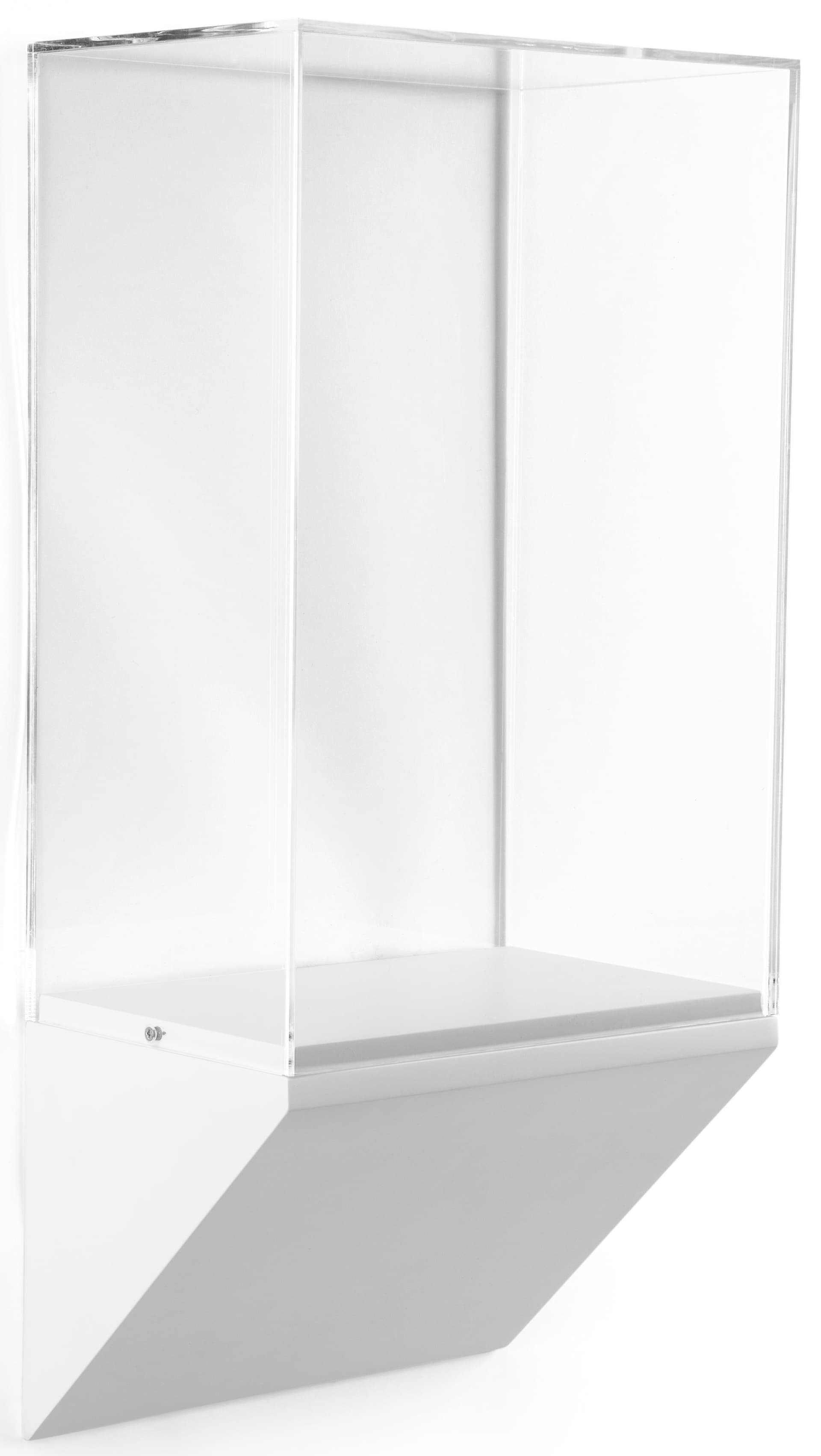 Wedge pedestal museum wall case with acrylic vitrine