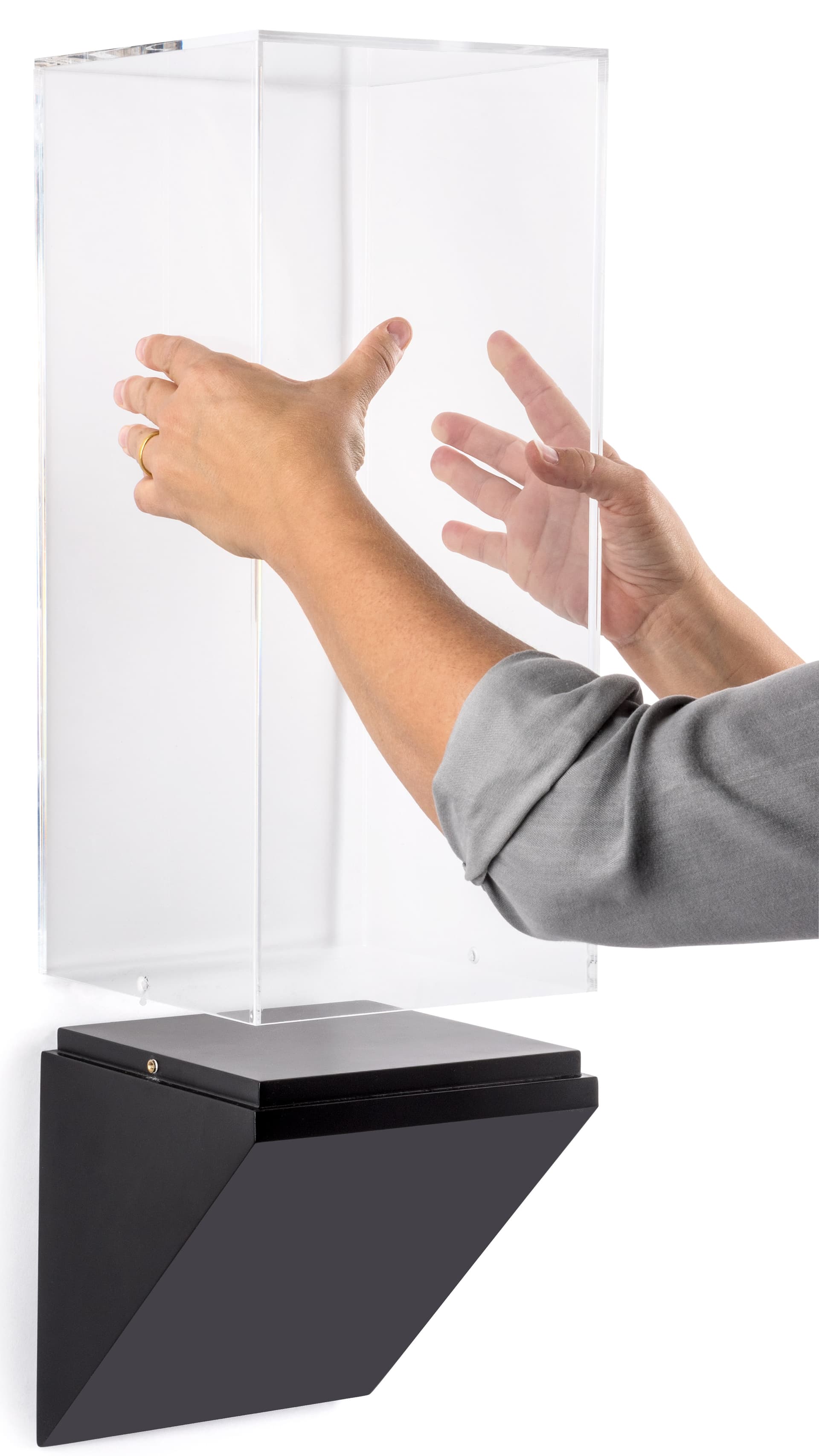 Wedge pedestal gallery wall display is simple to assemble