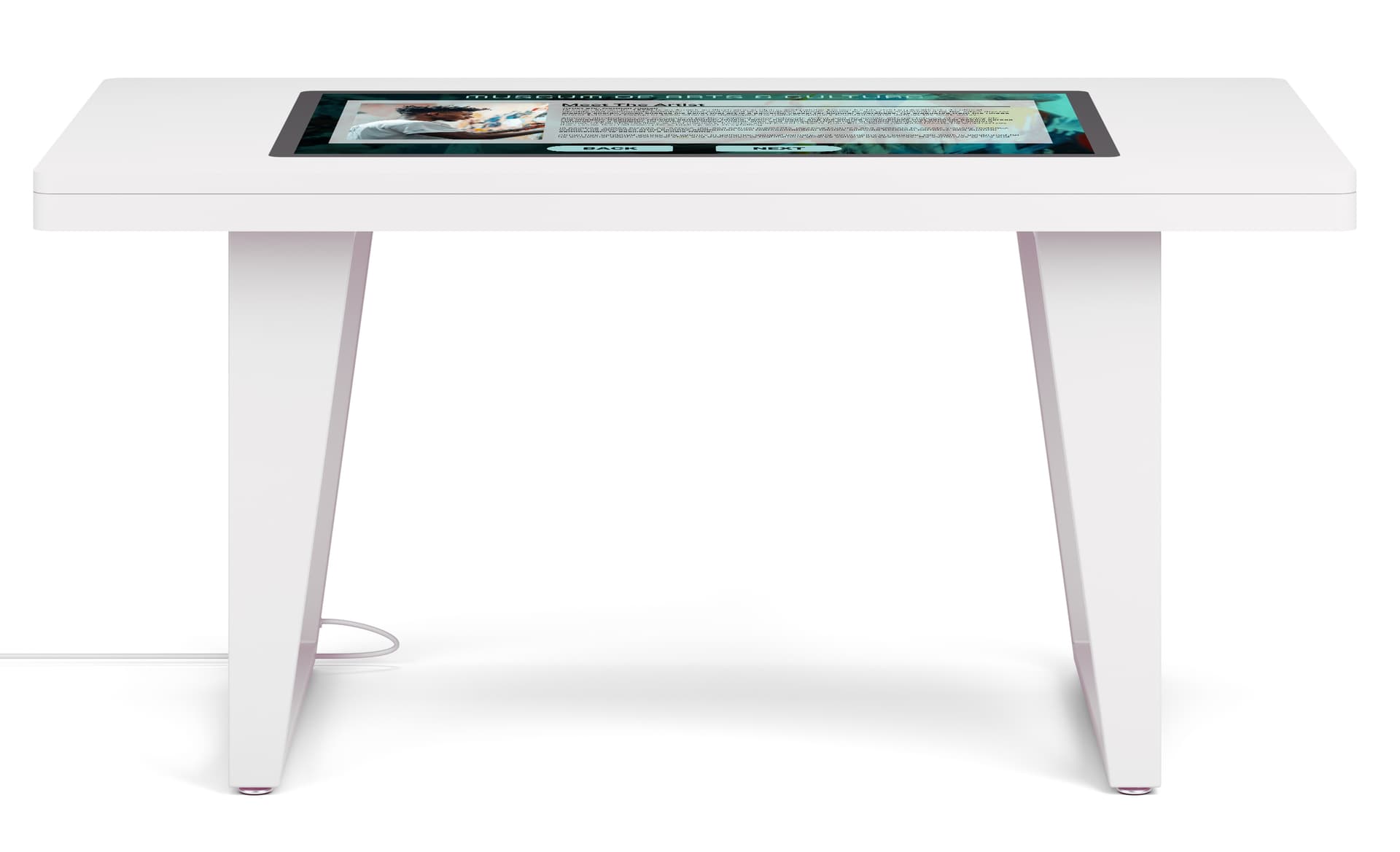 Interactive touch screen table with a height of 33.46 inches
