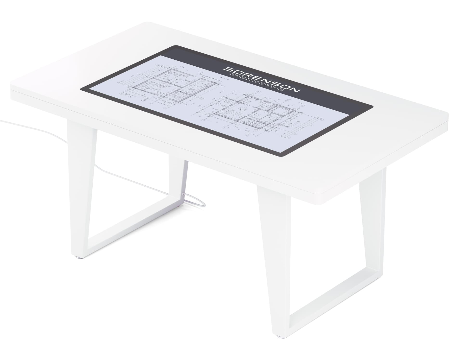 Interactive touch screen table showcasing an architects drawings for a property