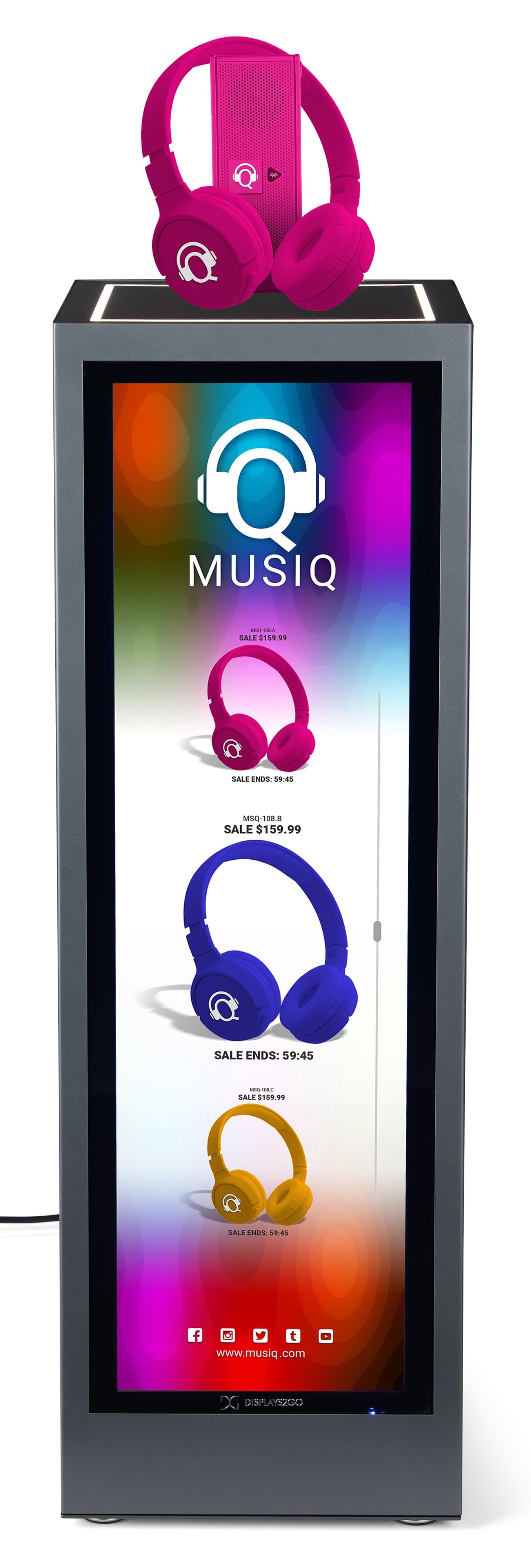 Pedestal display with digital sign and access to Google Play app store
