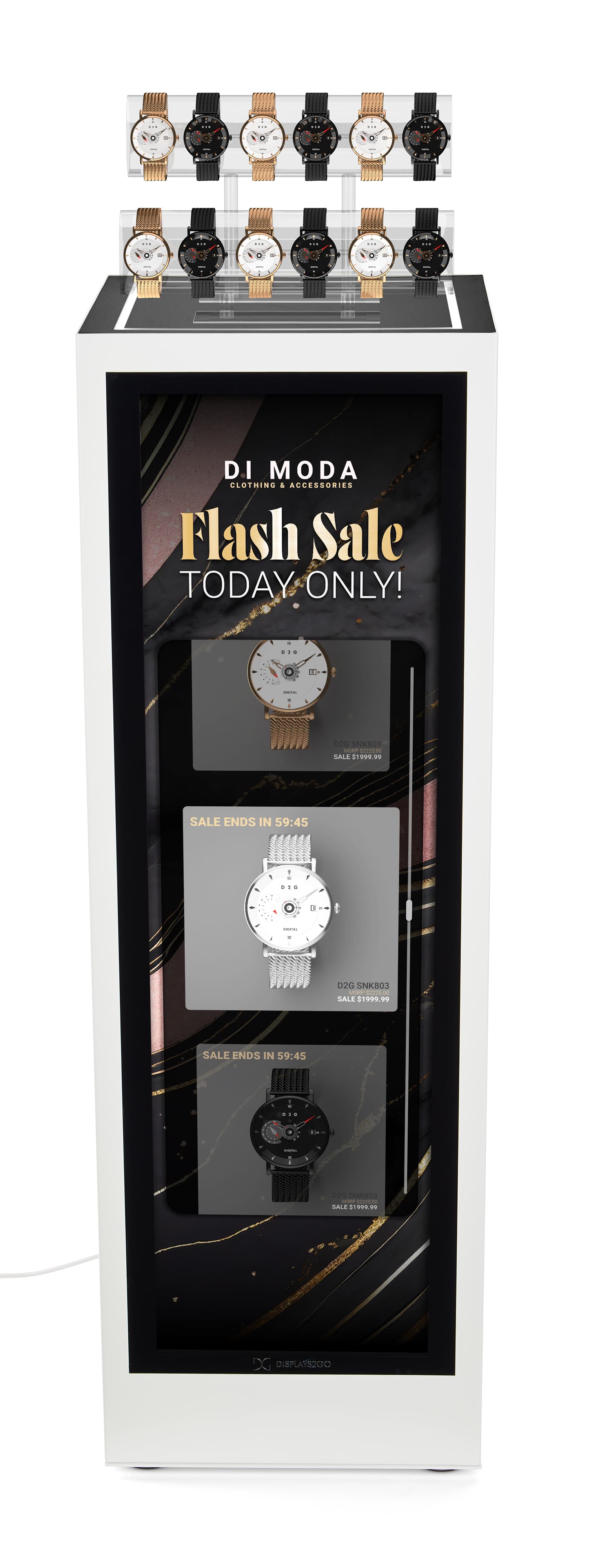 Pedestal display with digital sign with LCD stretch screen on front