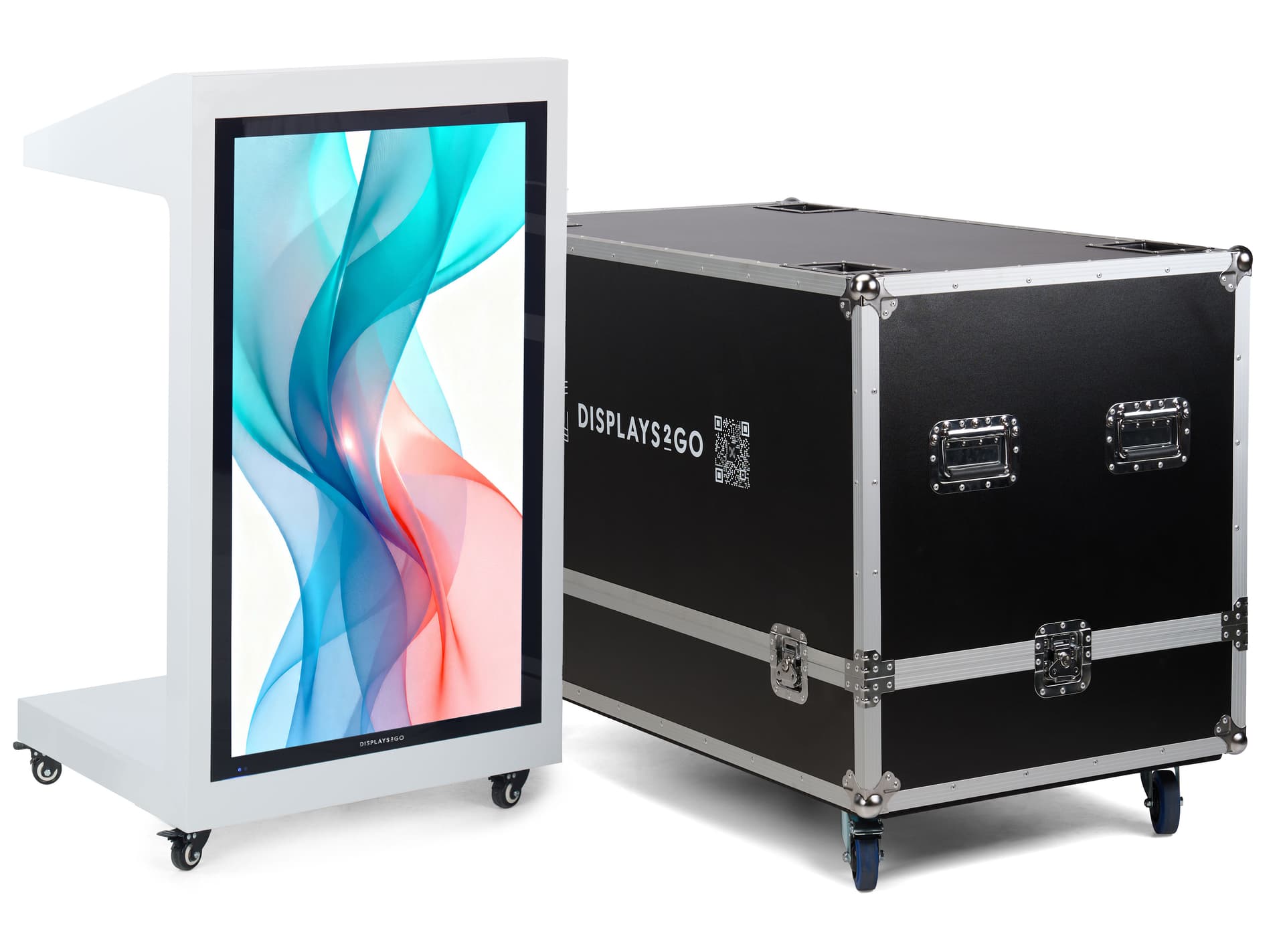Storage Case for DE043NLW showed next to the 43 inch LCD cash wrap