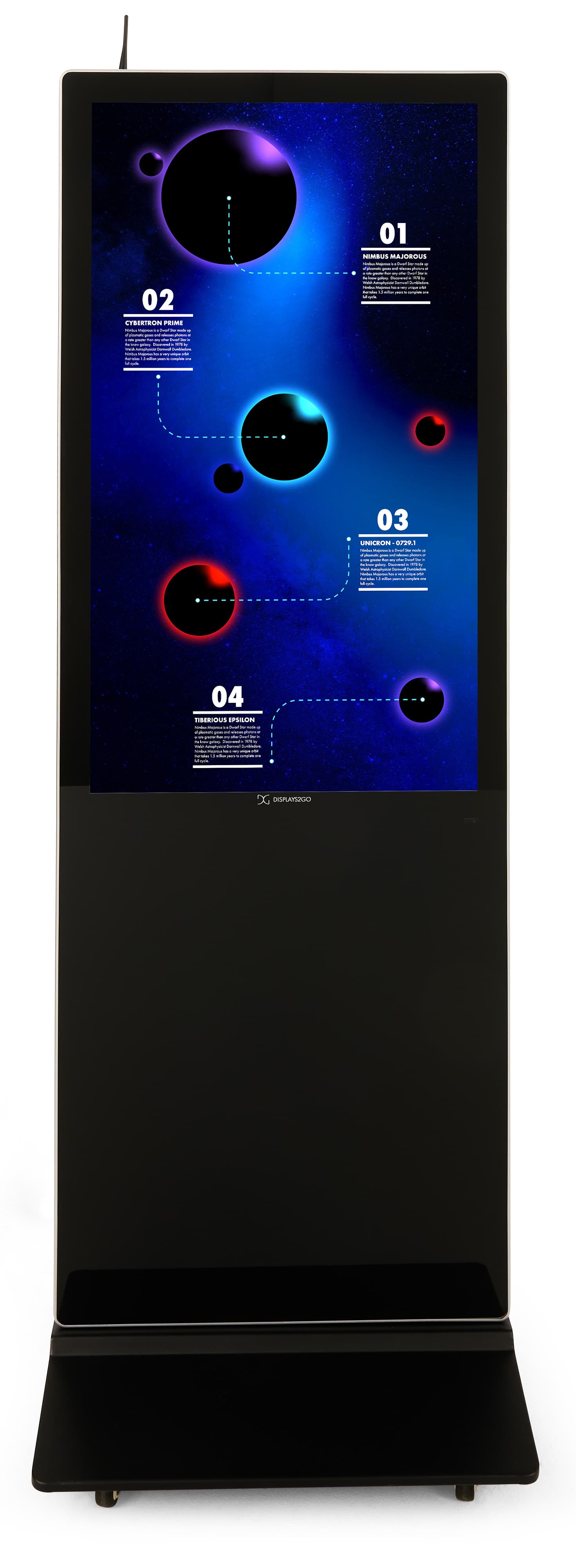 Digital display advertising floor stand with android 11 operating system