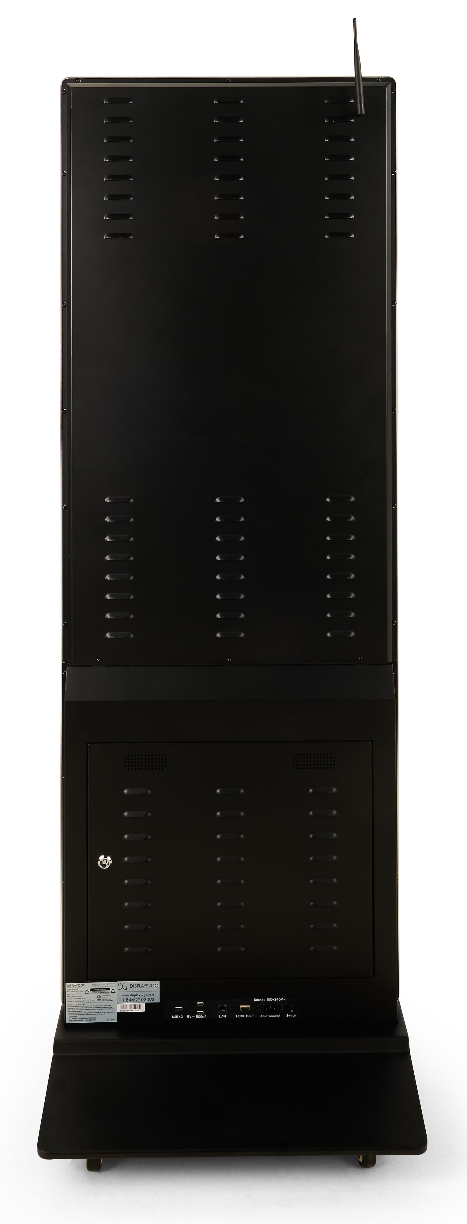 Digital display advertising floor stand with two 8 watt rear mounted speakers