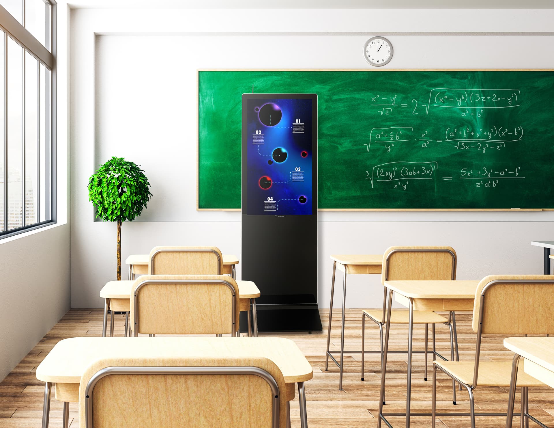 Digital display advertising floor stand with 60 hertz refresh rate