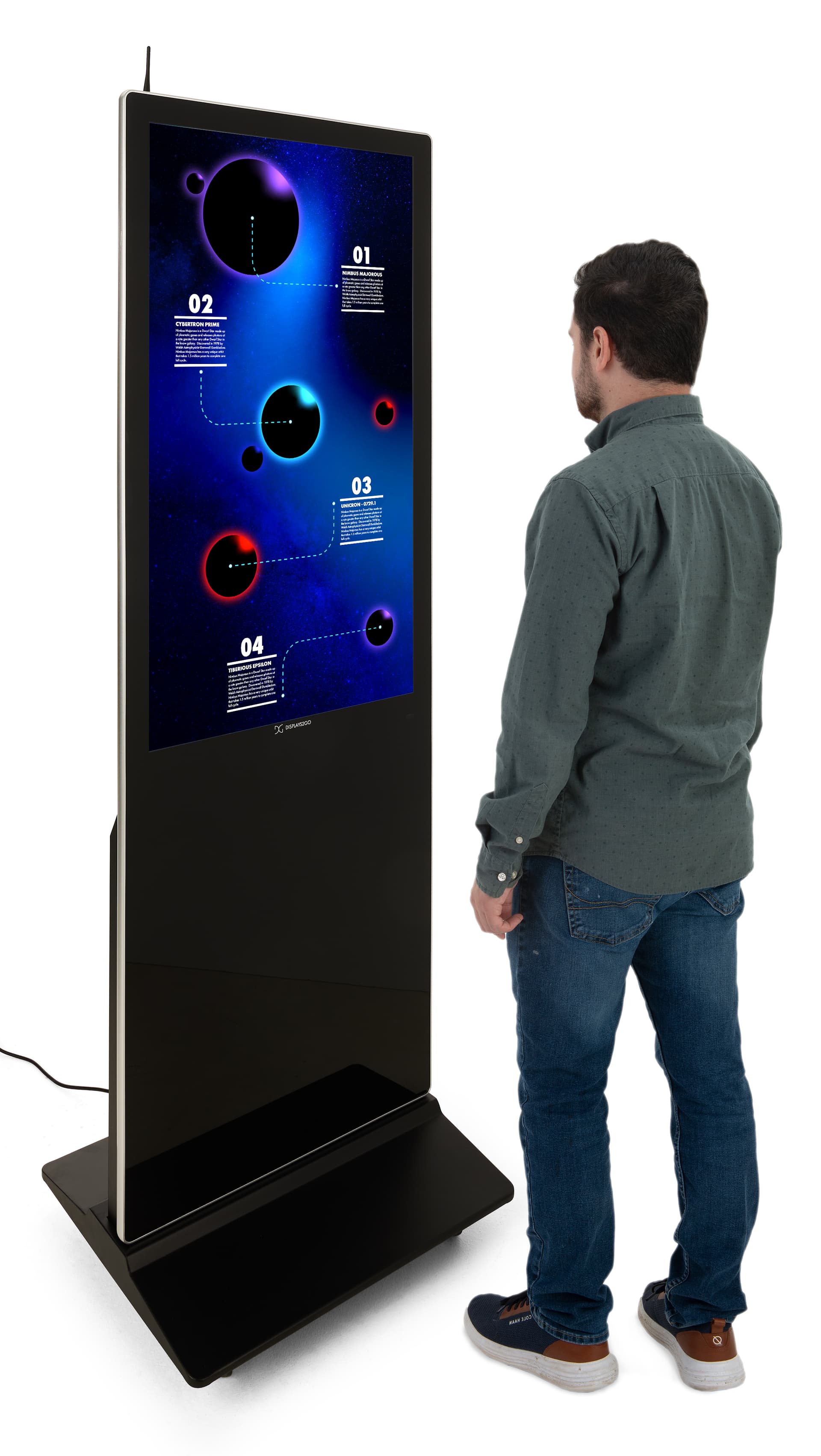 Digital display advertising floor stand with non-touch capabilities