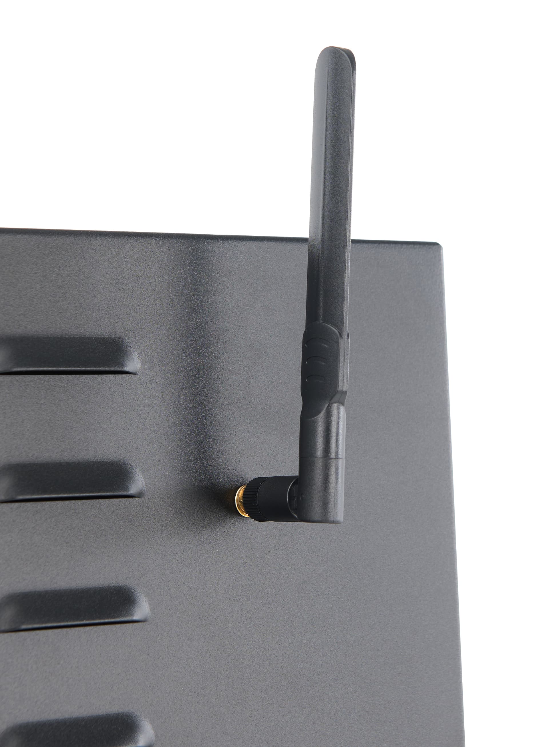 Interactive video kiosk with external antenna located on the back and top of the unit