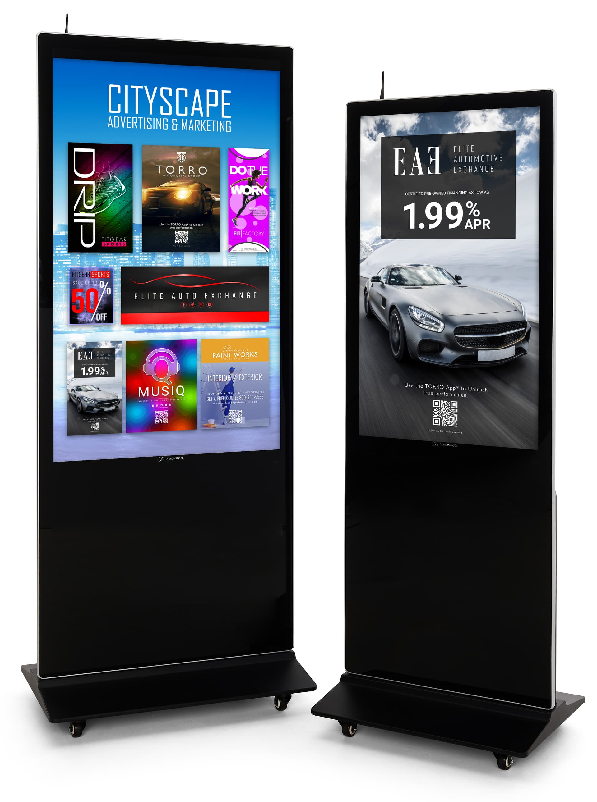 Digital Display Advertising Floor Stand with two sizes to choose from