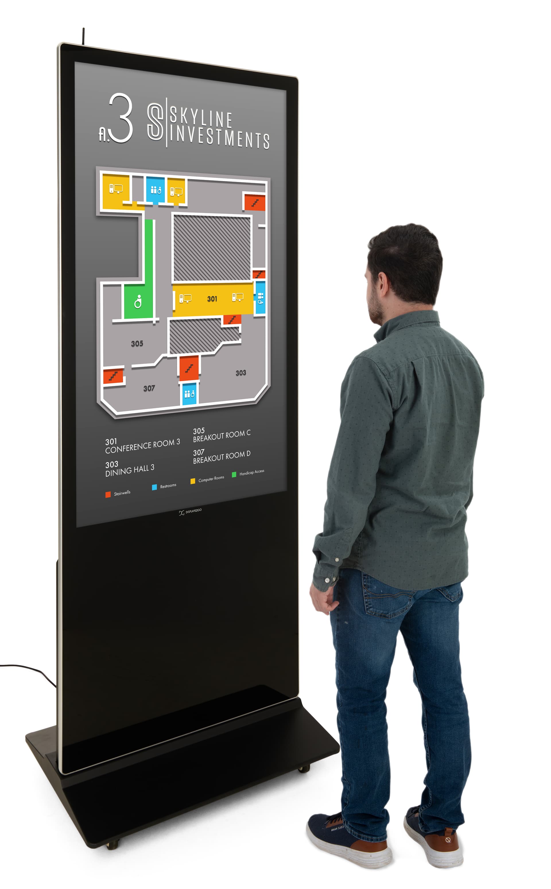 Digital display advertising floor stand with 55 inch screen size