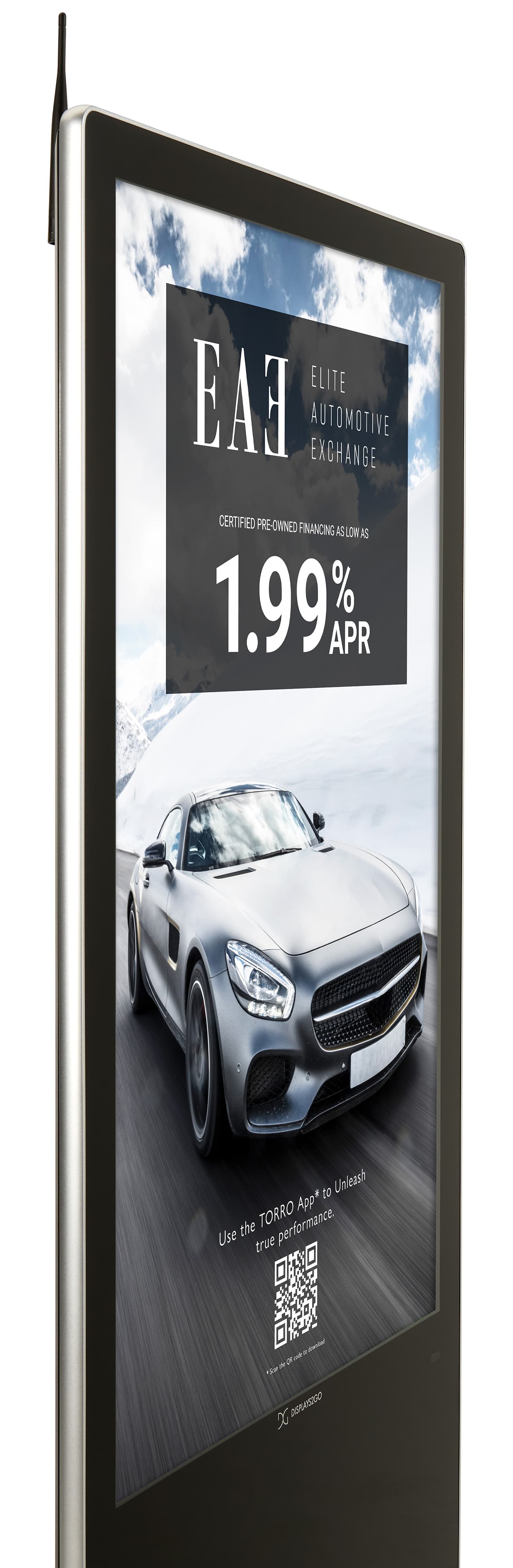 Digital display advertising floor stand with 43 inch screen size