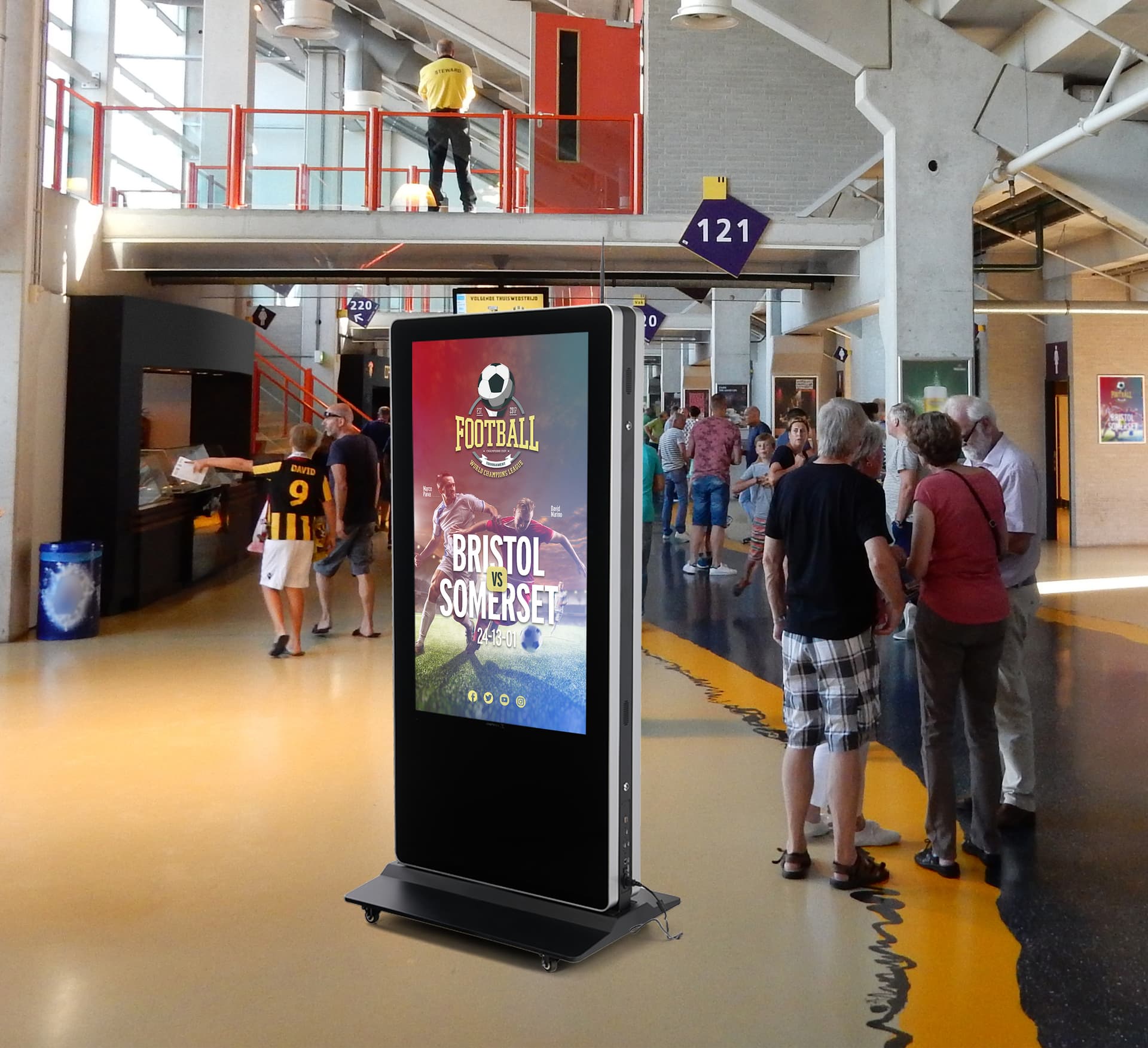 Double-sided digital non-touch display with content management system