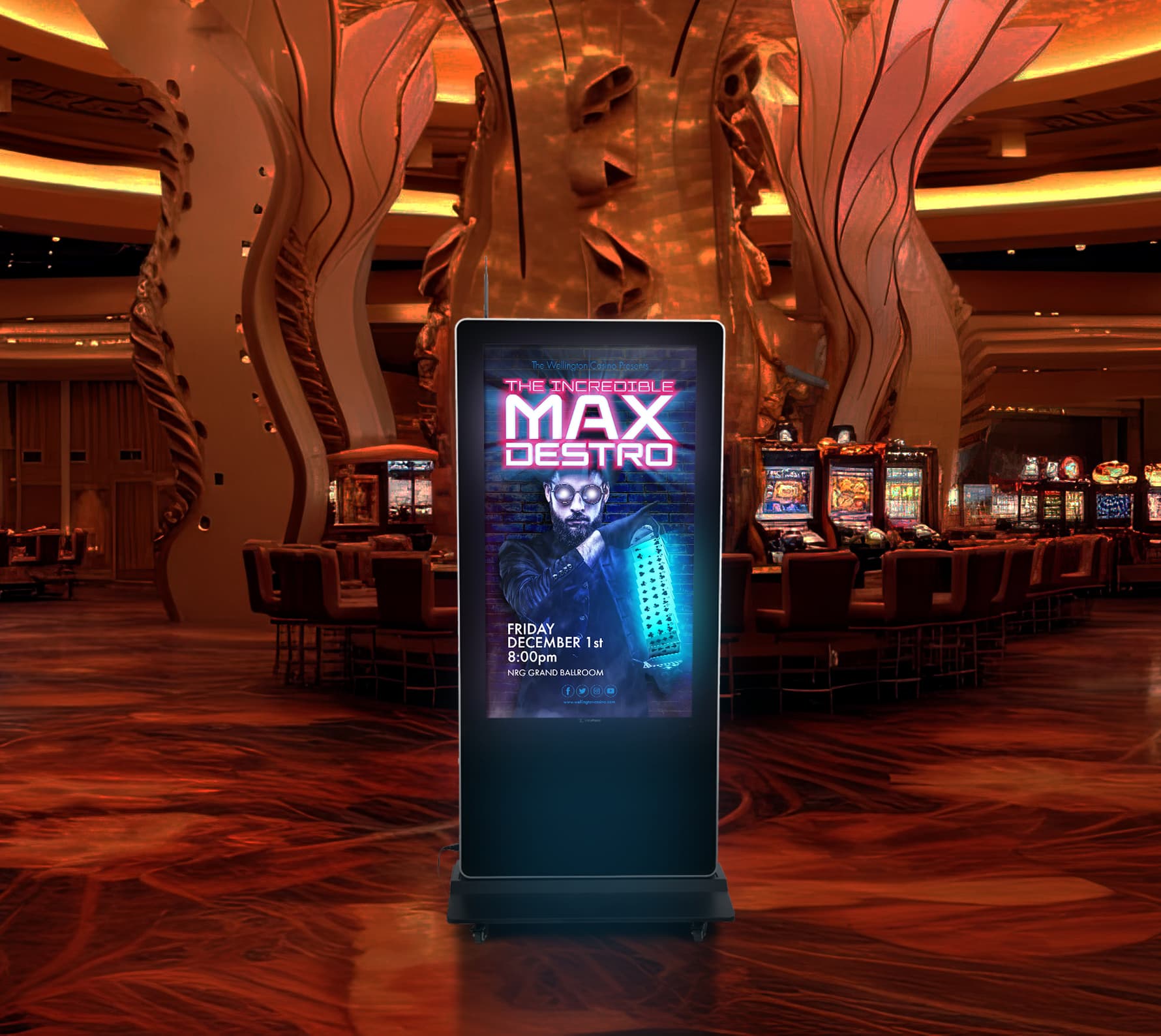 Double-sided digital non-touch display with 23 inches in depth