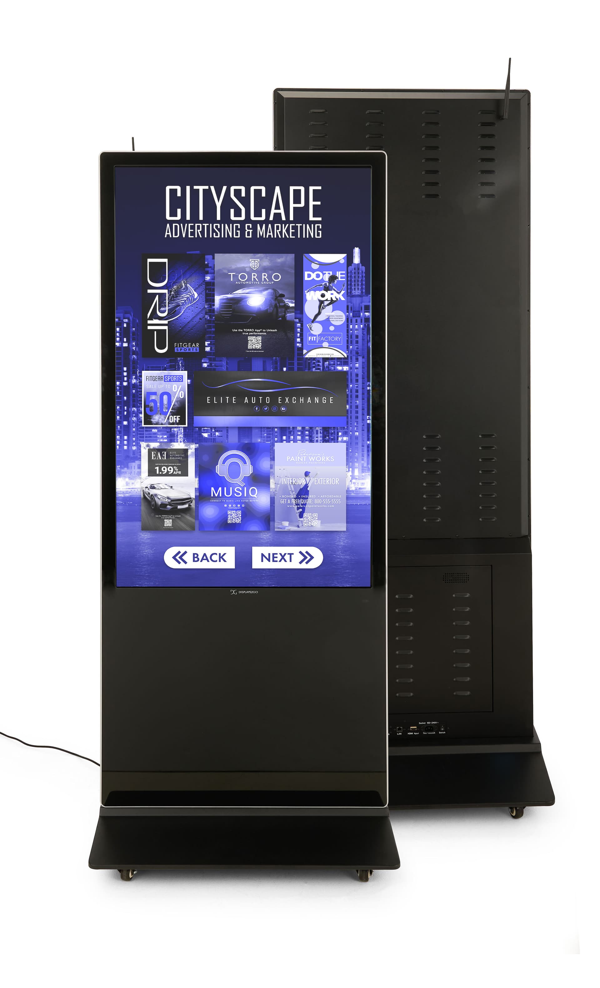 Advertising Multimedia Kiosk with Floor Standing Features 