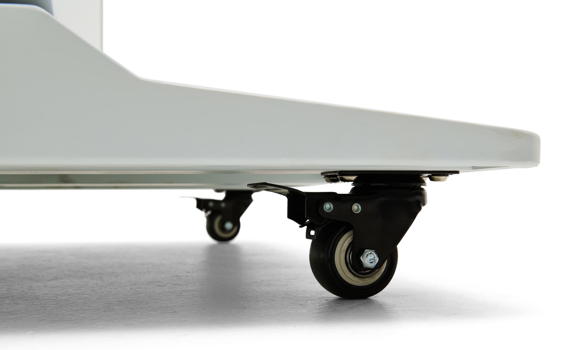 Double-sided digital vertical touchscreen Kiosk with locking caster wheels
