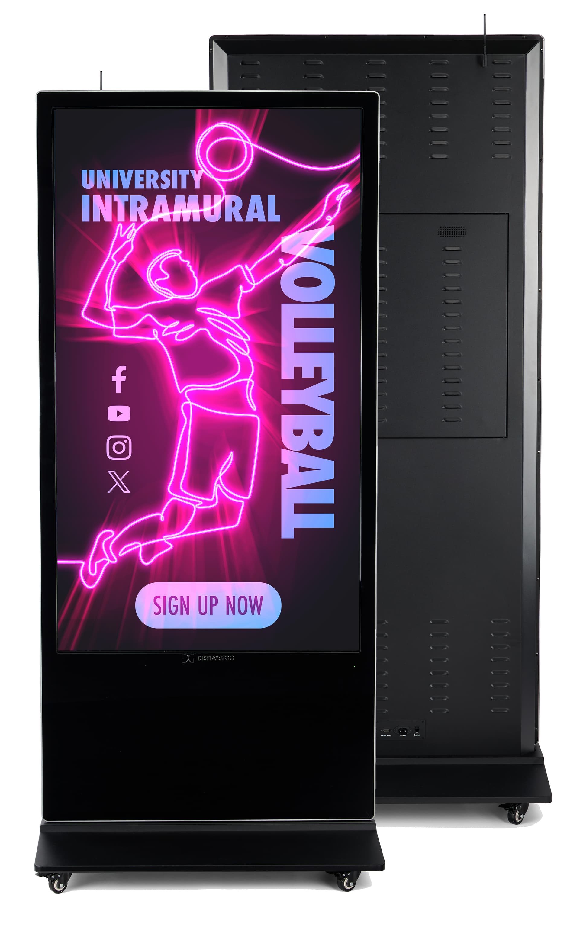 Advertising multimedia kiosk with Android 11 operating system allowing access to hundreds of apps through the Google Play store