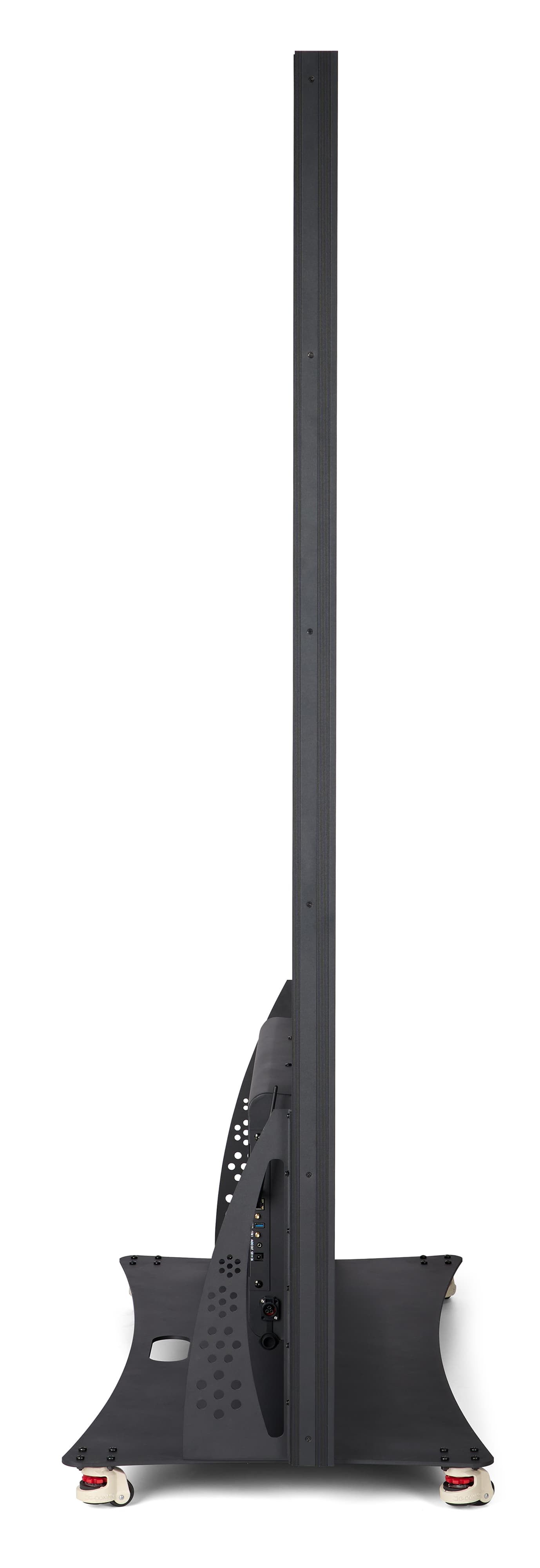 LED poster display's sleek side view with an overall width of 16.5 inches