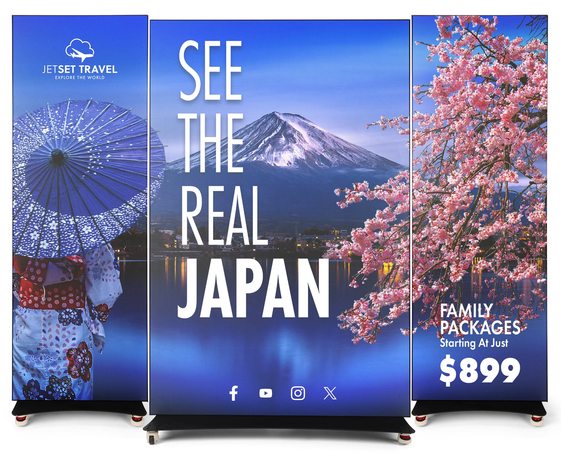 LED Poster Display combining the 50 inch and two 25 inch posters