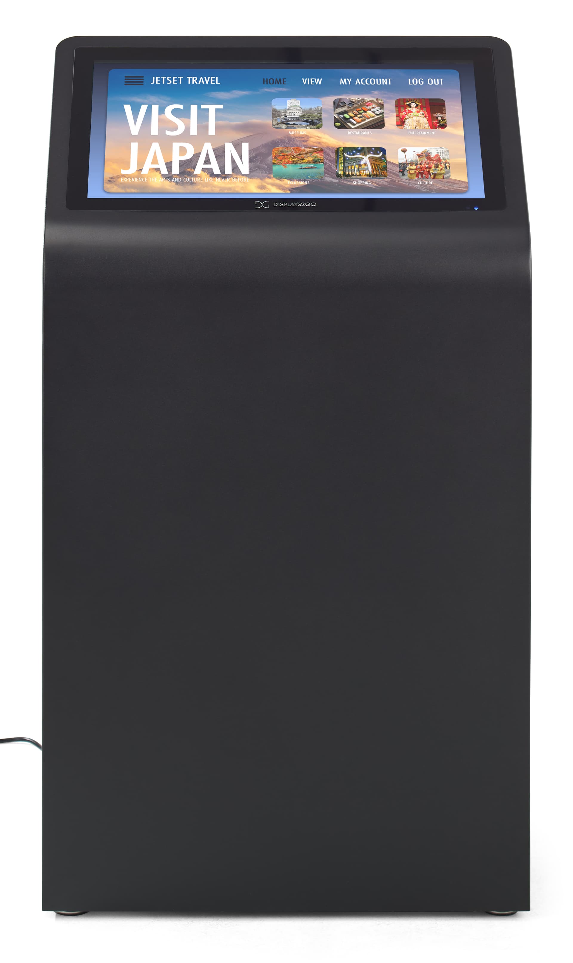 Floor standing touch screen kiosk with sharp 1080p screen resolution