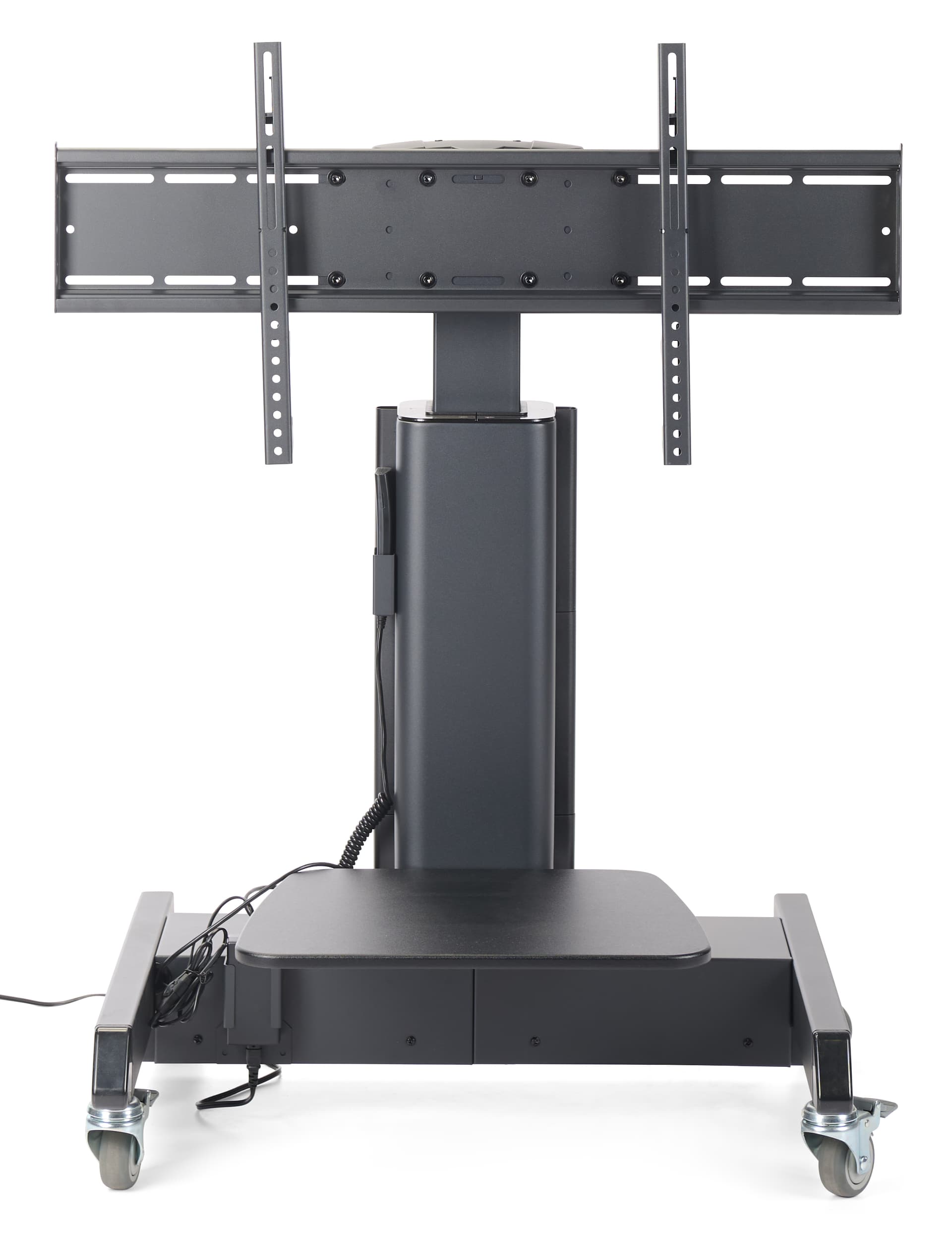 Motorized height adjustable tv stand showcasing the stand without any TV mounted