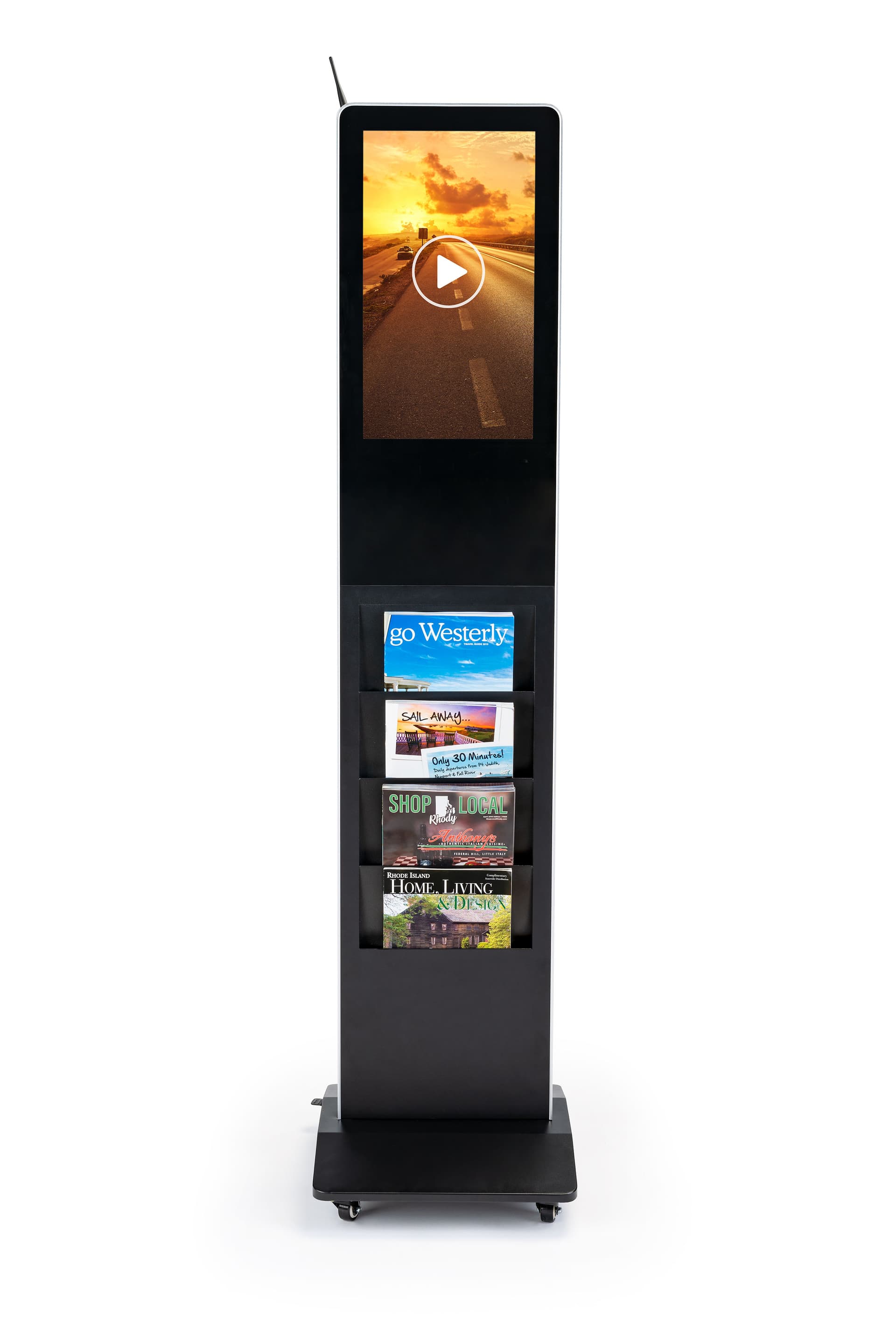21.5" Screen freestanding digital magazine rack with WiFi and Bluetooth capabilities