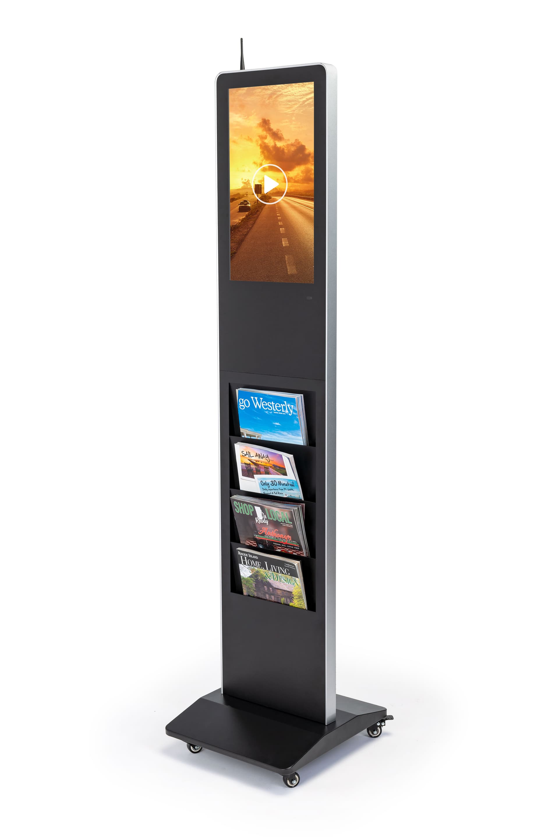 21.5" Screen freestanding digital magazine rack with 4 magazine pockets