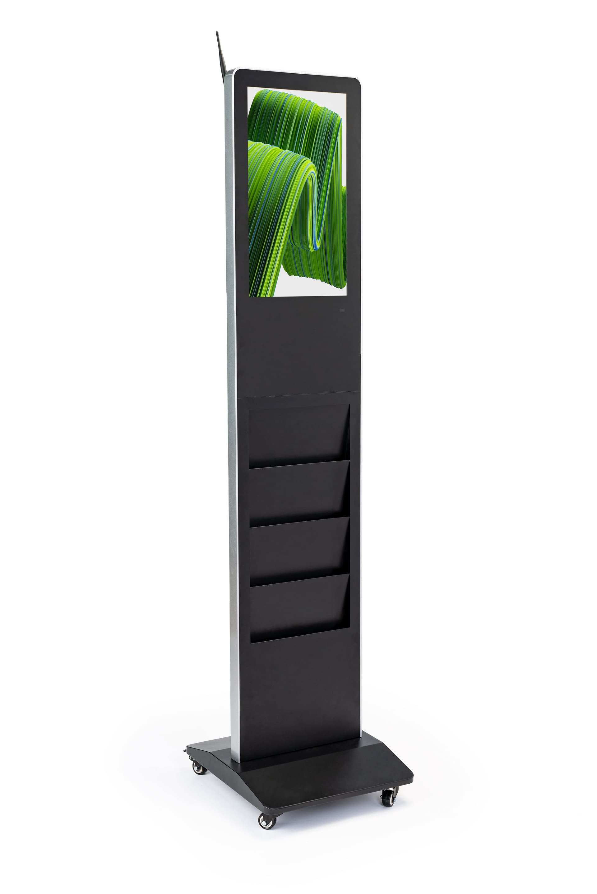 21.5" Screen freestanding digital magazine rack with wheels