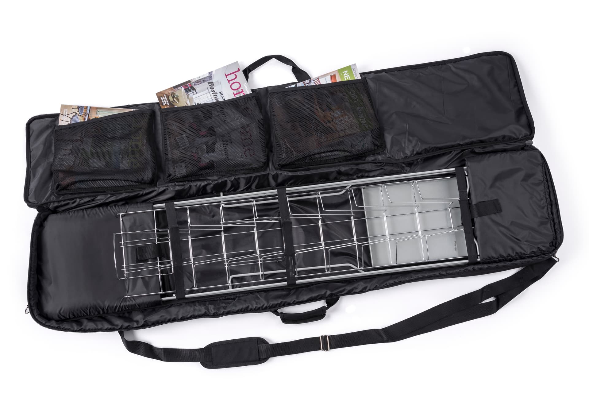 NCYBRCHSLV rack and magazines inside literature stand carry bag