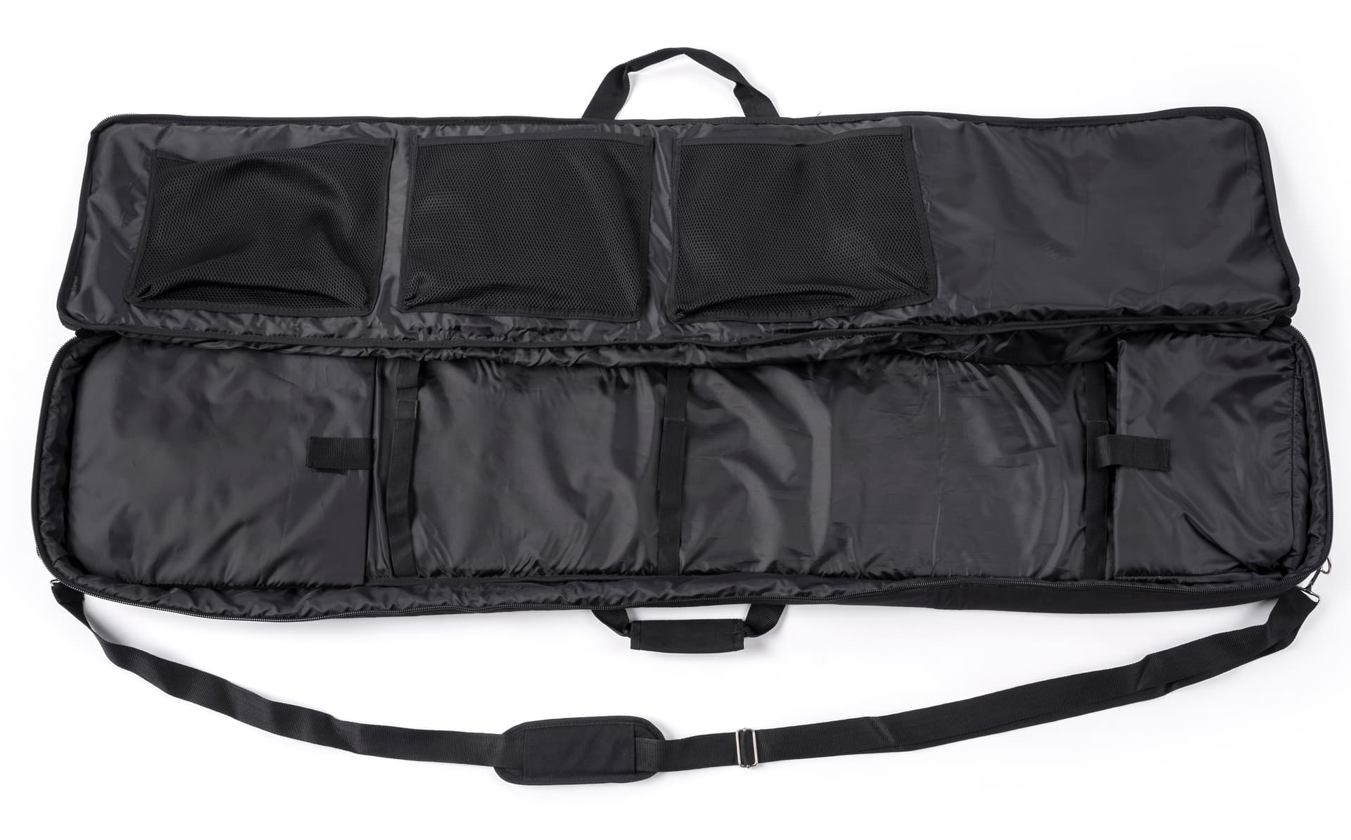 Literature stand carry bag with interior mesh pockets and secure closures
